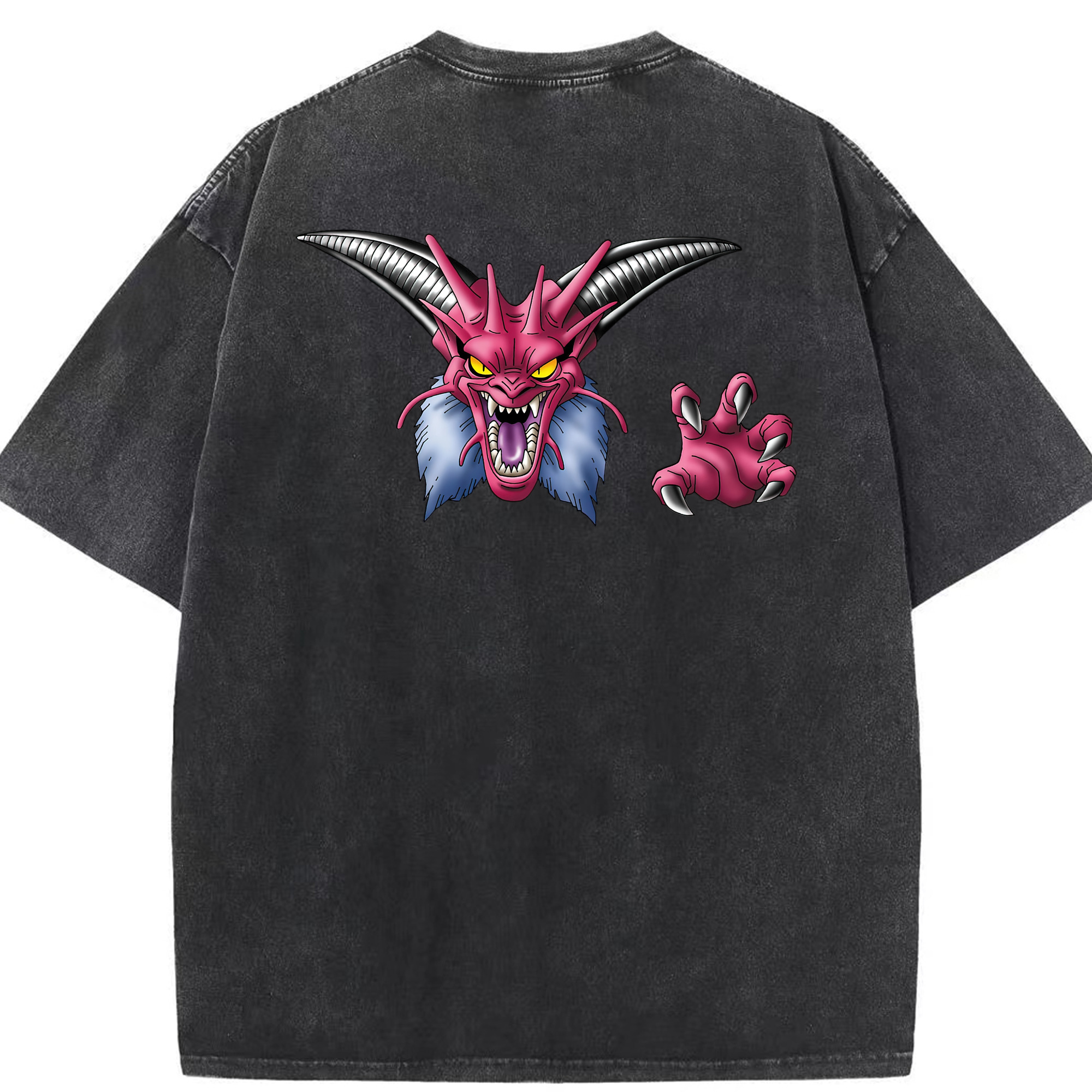 （画像用） ドラゴンクエスト Doragon Kuesuto Dragon Quest 綿100% ヴィンテージ風 半袖Tシャツ（背面プリント）