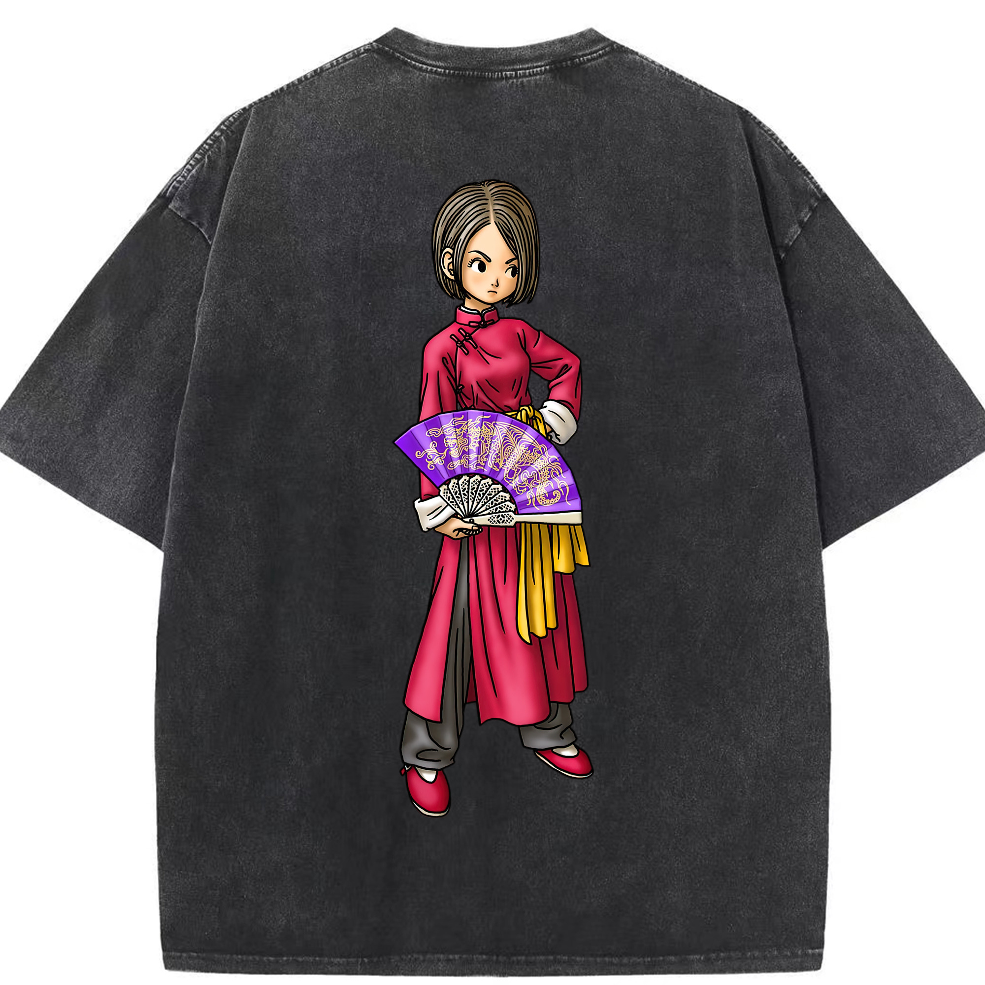 （画像用） ドラゴンクエスト Doragon Kuesuto Dragon Quest 綿100% ヴィンテージ風 半袖Tシャツ（背面プリント）
