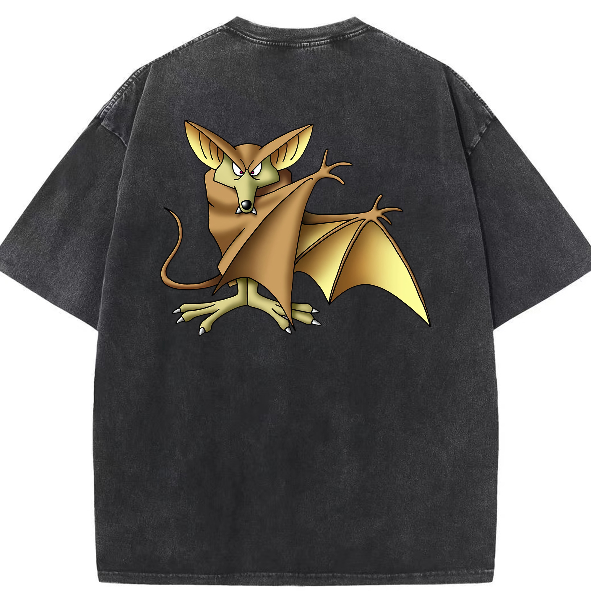 （画像用） ドラゴンクエスト Doragon Kuesuto Dragon Quest 綿100% ヴィンテージ風 半袖Tシャツ（背面プリント）
