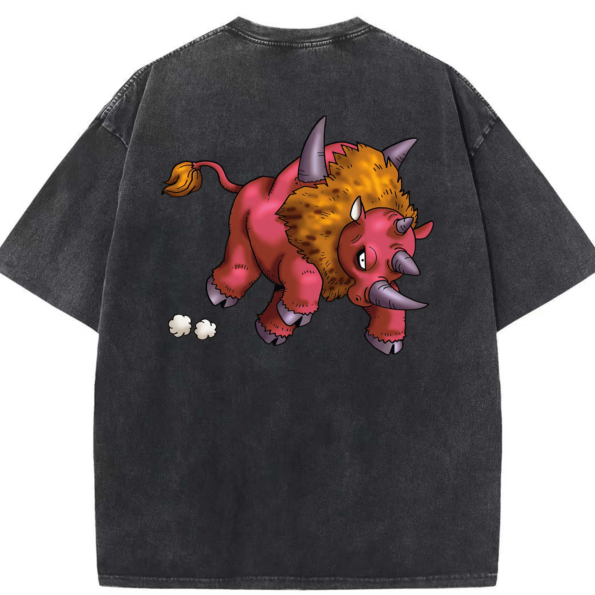 （画像用） ドラゴンクエスト Doragon Kuesuto Dragon Quest 綿100% ヴィンテージ風 半袖Tシャツ（背面プリント）