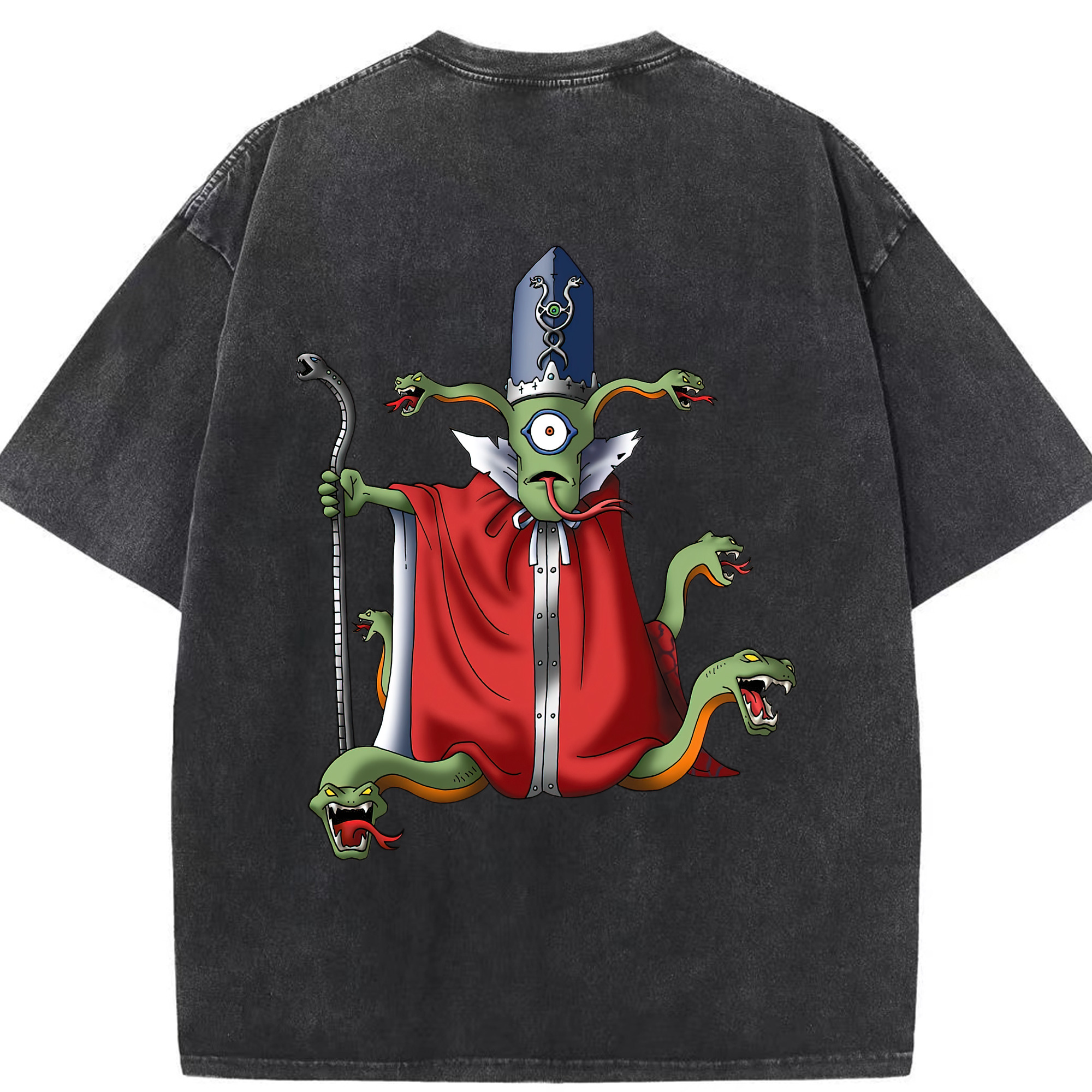 （画像用） ドラゴンクエスト Doragon Kuesuto Dragon Quest 綿100% ヴィンテージ風 半袖Tシャツ（背面プリント）