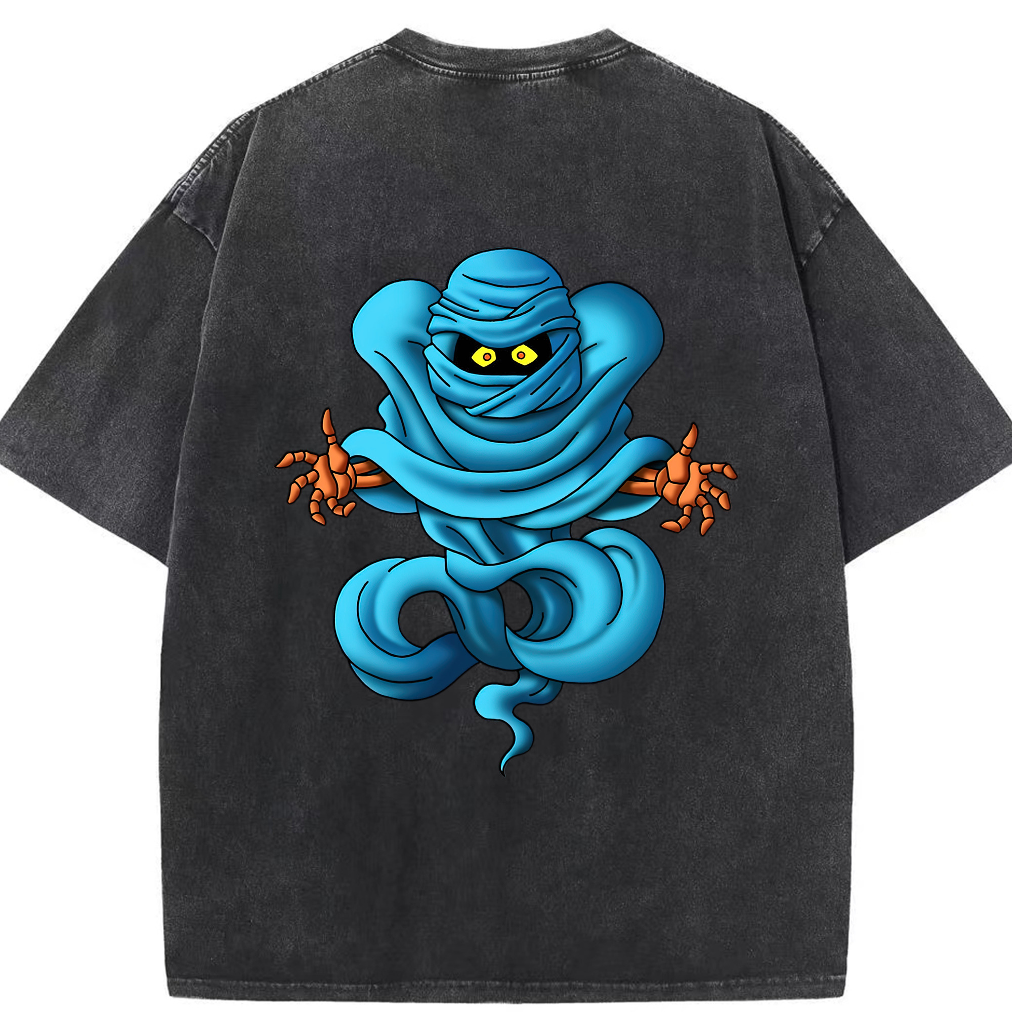 （画像用） ドラゴンクエスト Doragon Kuesuto Dragon Quest 綿100% ヴィンテージ風 半袖Tシャツ（背面プリント）