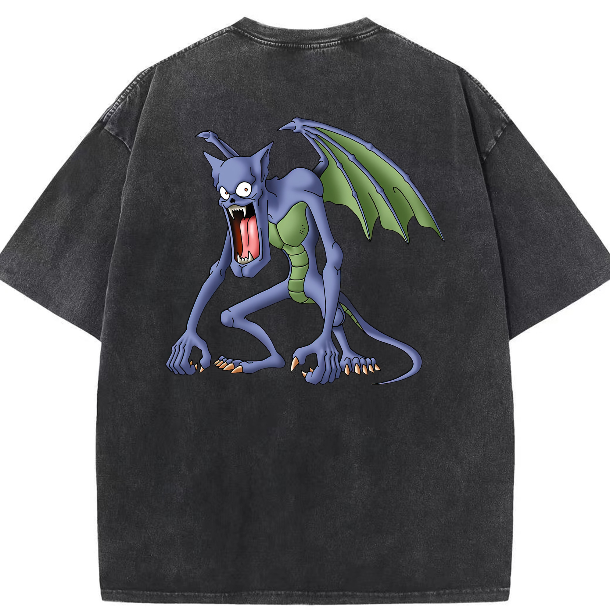 （画像用） ドラゴンクエスト Doragon Kuesuto Dragon Quest 綿100% ヴィンテージ風 半袖Tシャツ（背面プリント）