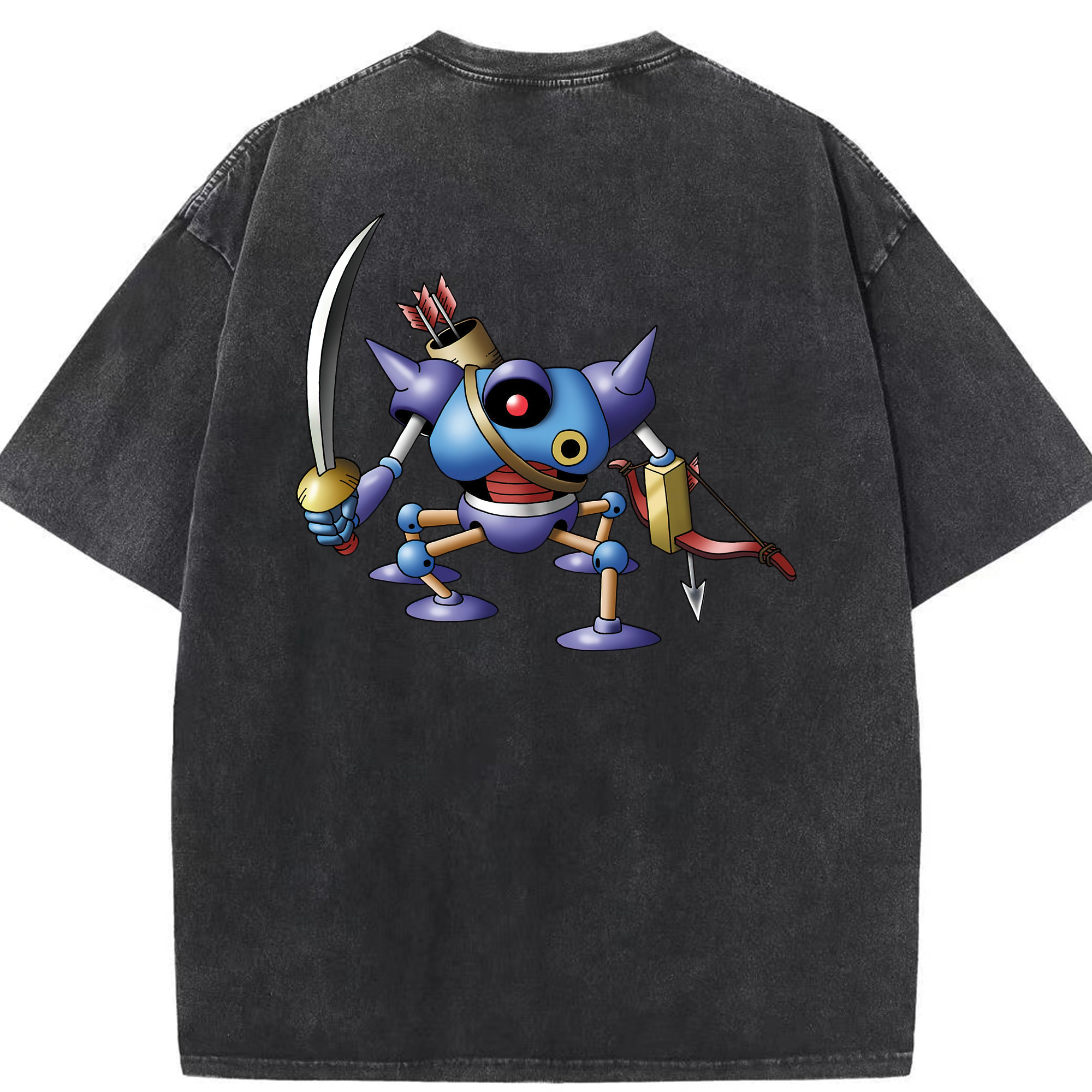 （画像用） ドラゴンクエスト Doragon Kuesuto Dragon Quest 綿100% ヴィンテージ風 半袖Tシャツ（背面プリント）