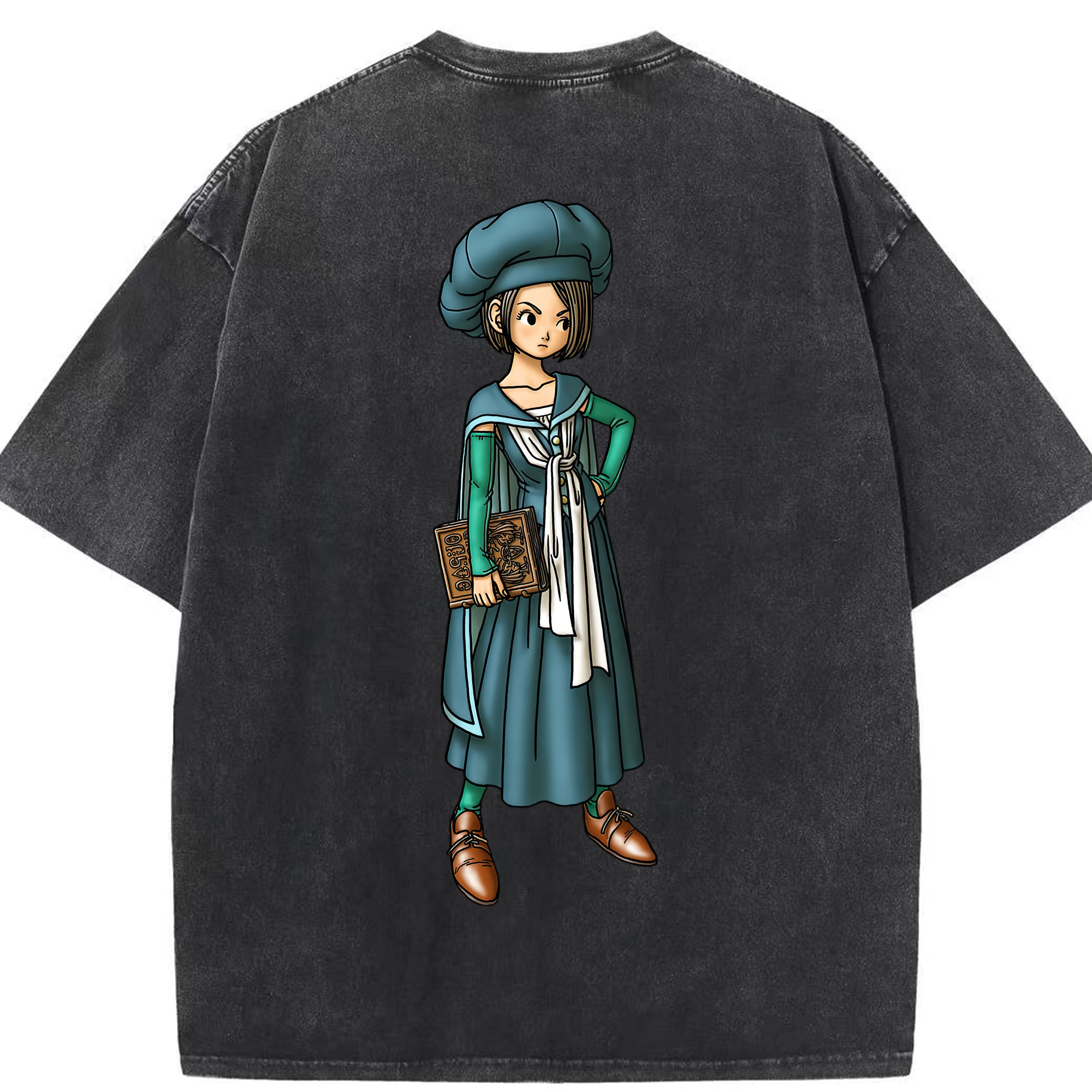 （画像用） ドラゴンクエスト Doragon Kuesuto Dragon Quest 綿100% ヴィンテージ風 半袖Tシャツ（背面プリント）