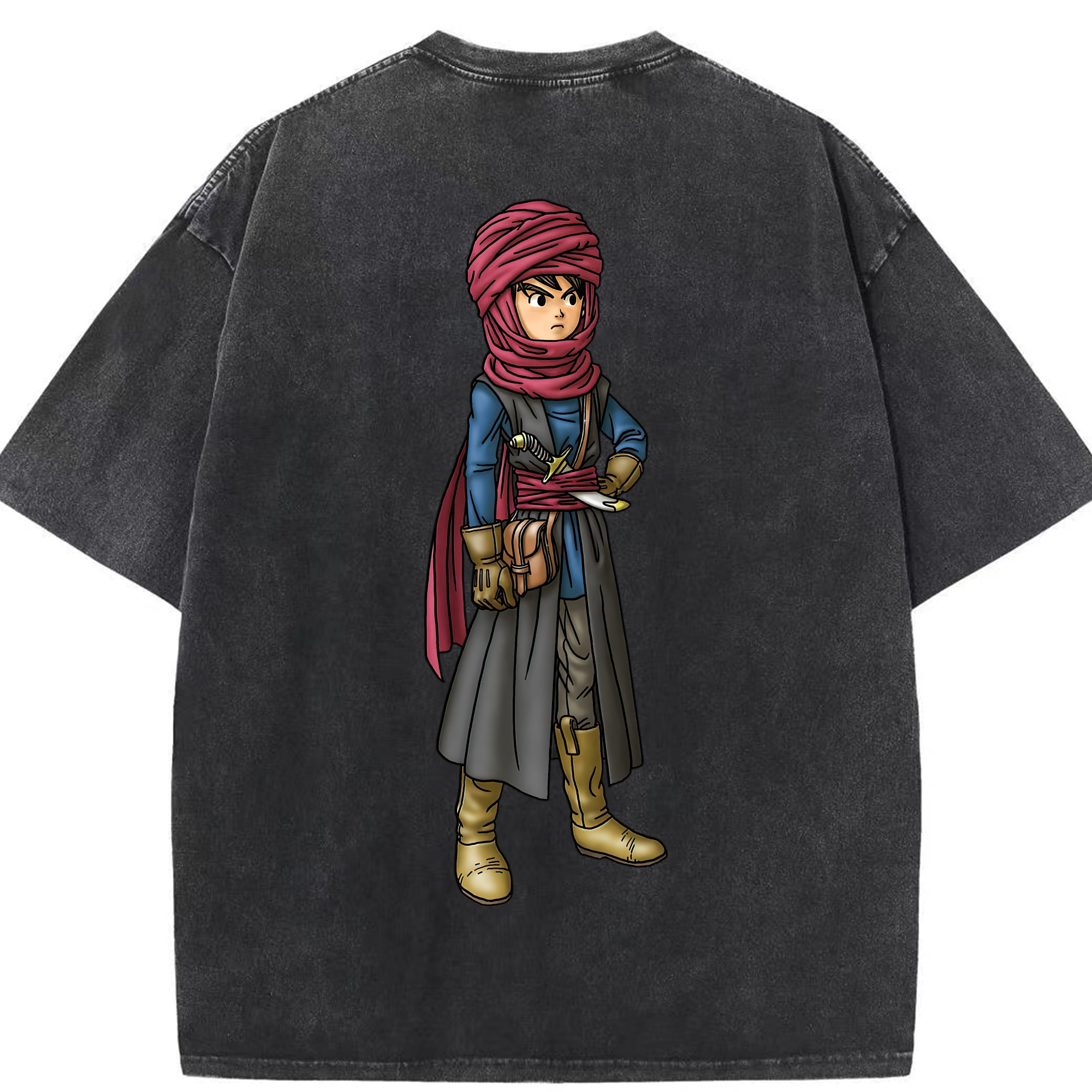 （画像用） ドラゴンクエスト Doragon Kuesuto Dragon Quest 綿100% ヴィンテージ風 半袖Tシャツ（背面プリント）
