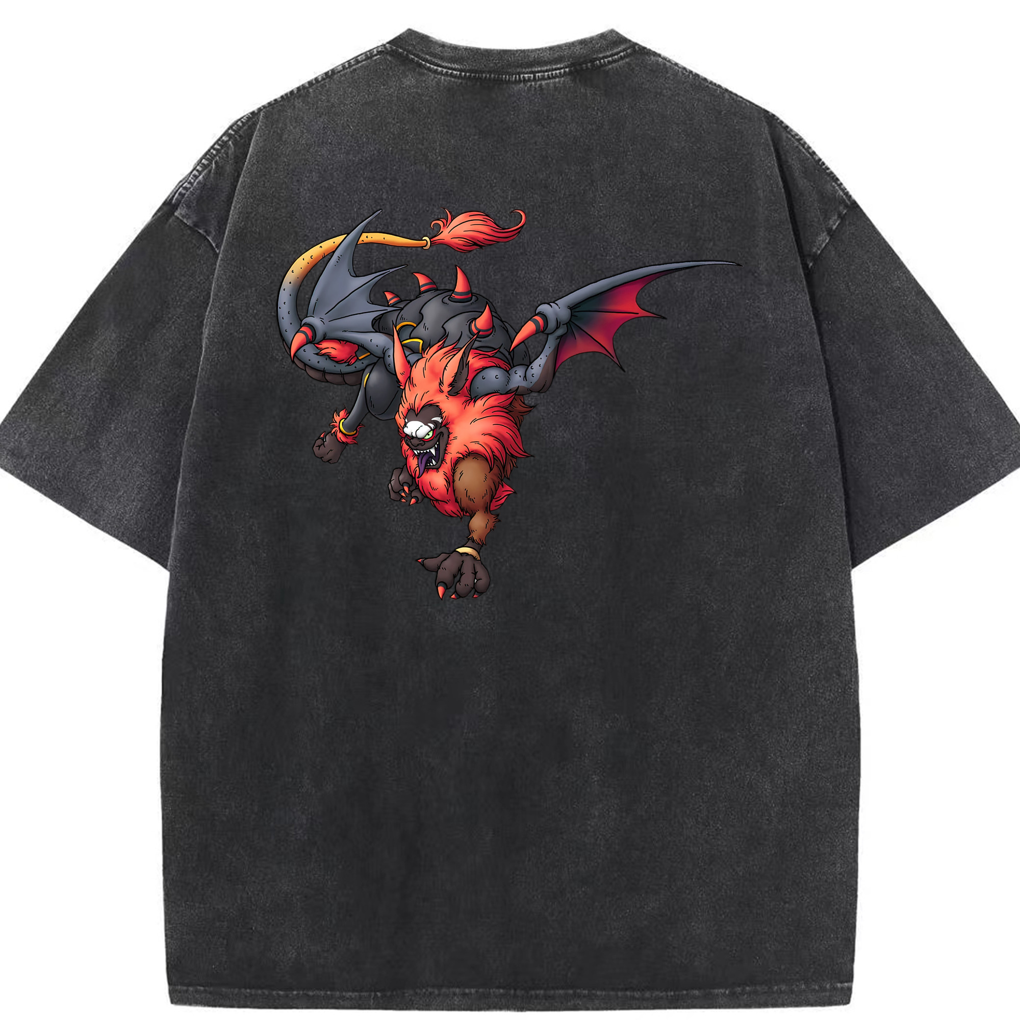 （画像用） ドラゴンクエスト Doragon Kuesuto Dragon Quest 綿100% ヴィンテージ風 半袖Tシャツ（背面プリント）