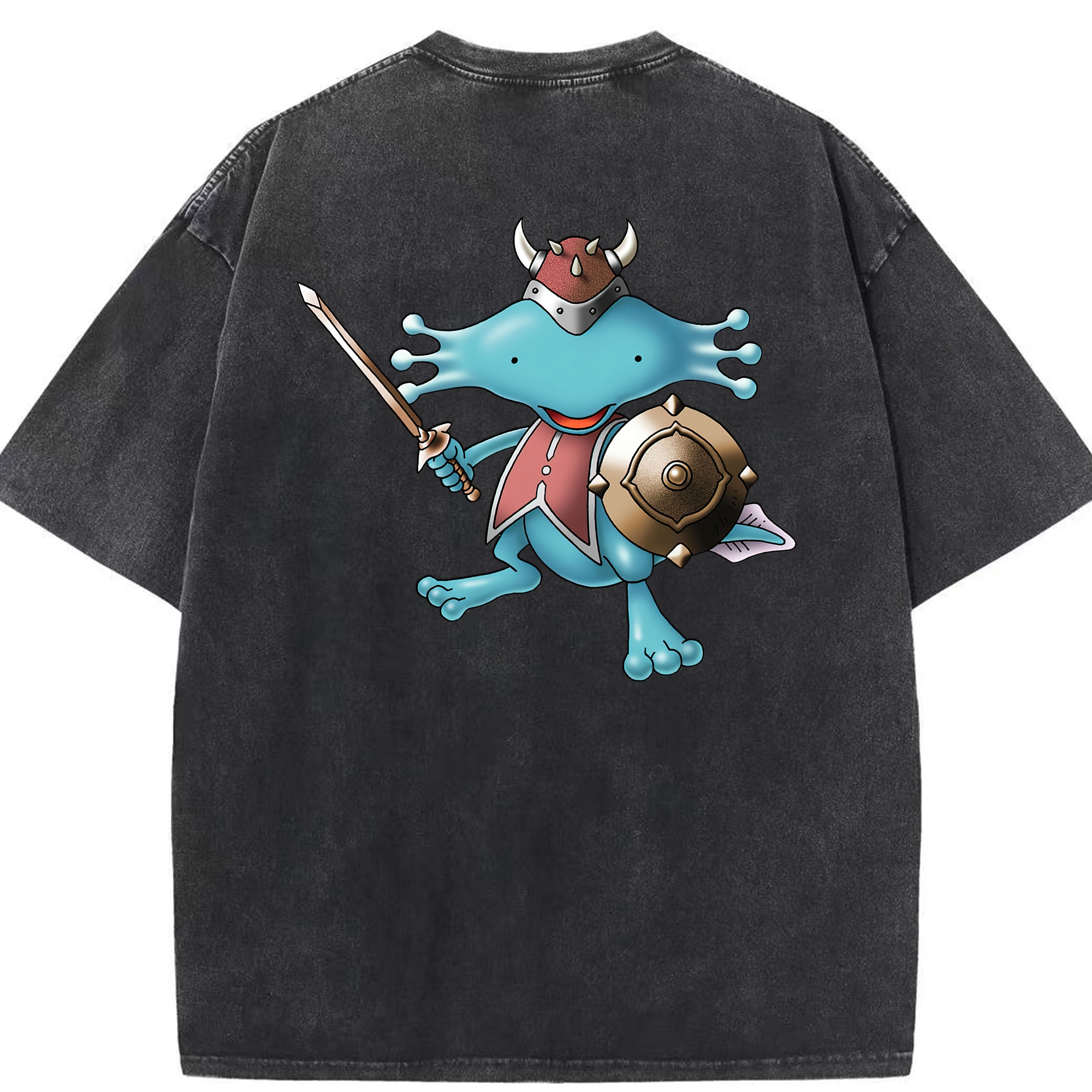 （画像用） ドラゴンクエスト Doragon Kuesuto Dragon Quest 綿100% ヴィンテージ風 半袖Tシャツ（背面プリント）