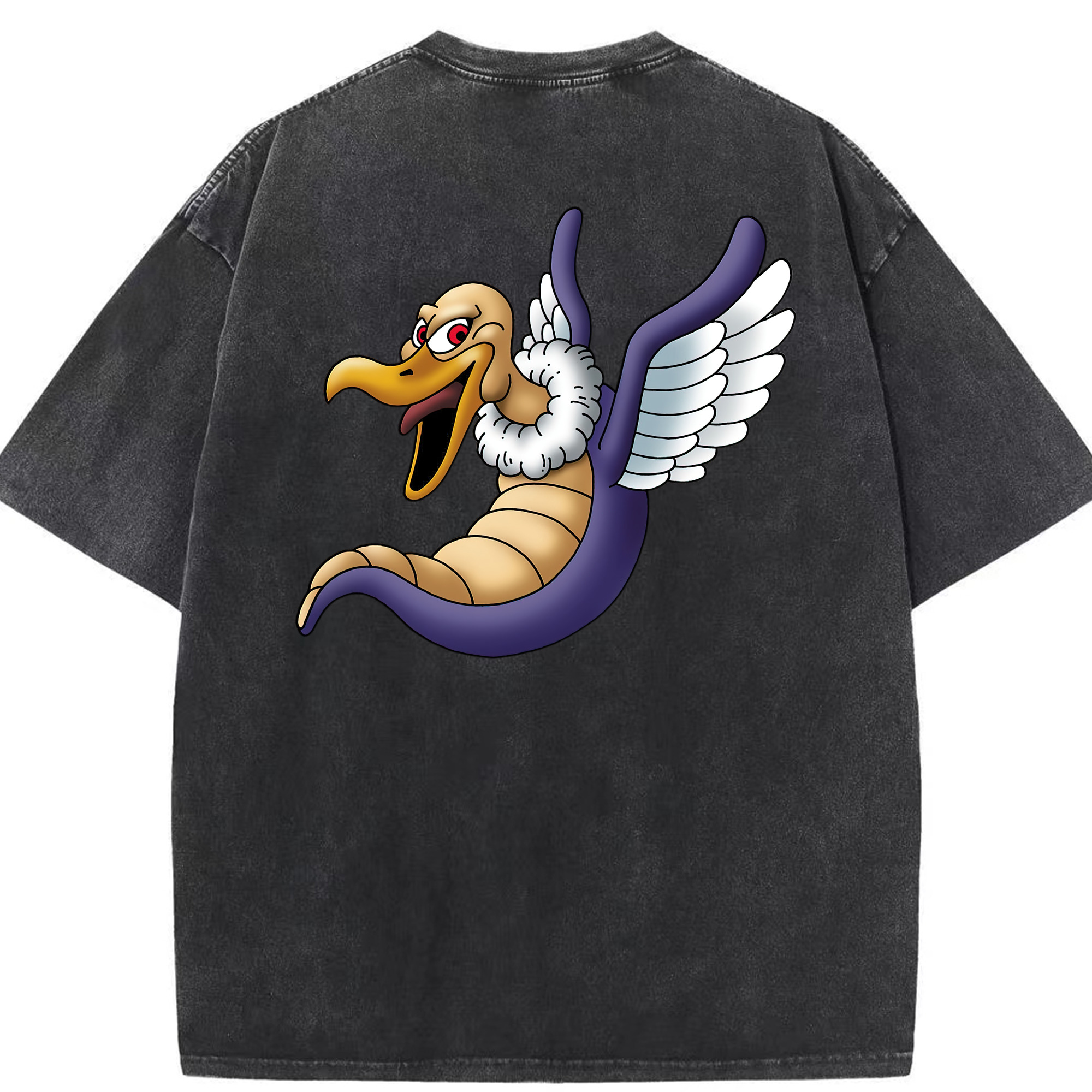 （画像用） ドラゴンクエスト Doragon Kuesuto Dragon Quest 綿100% ヴィンテージ風 半袖Tシャツ（背面プリント）