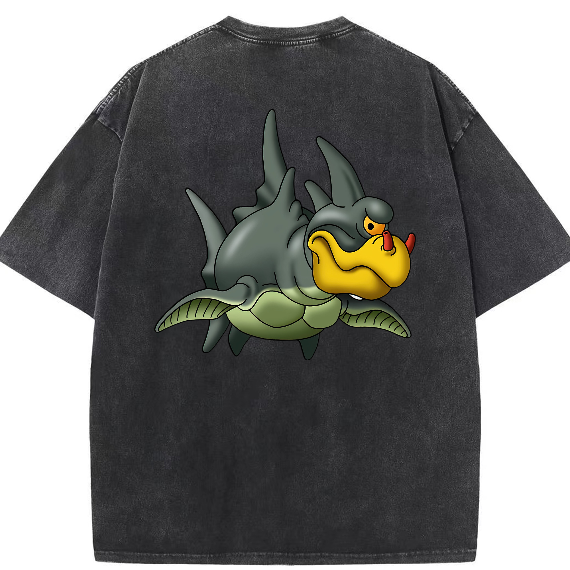 （画像用） ドラゴンクエスト Doragon Kuesuto Dragon Quest 綿100% ヴィンテージ風 半袖Tシャツ（背面プリント）