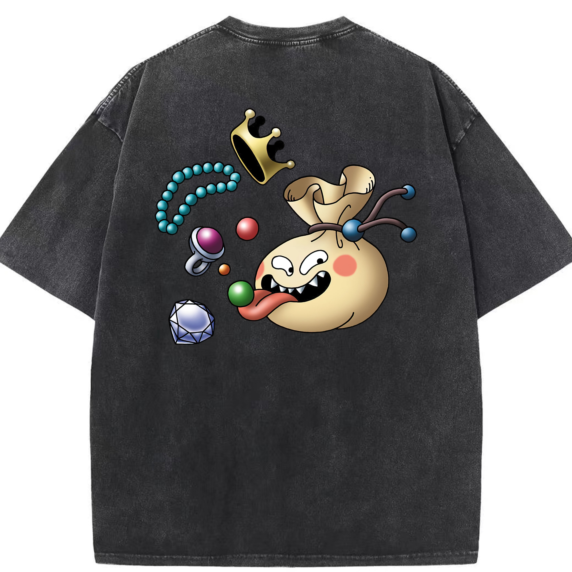 （画像用） ドラゴンクエスト Doragon Kuesuto Dragon Quest 綿100% ヴィンテージ風 半袖Tシャツ（背面プリント）