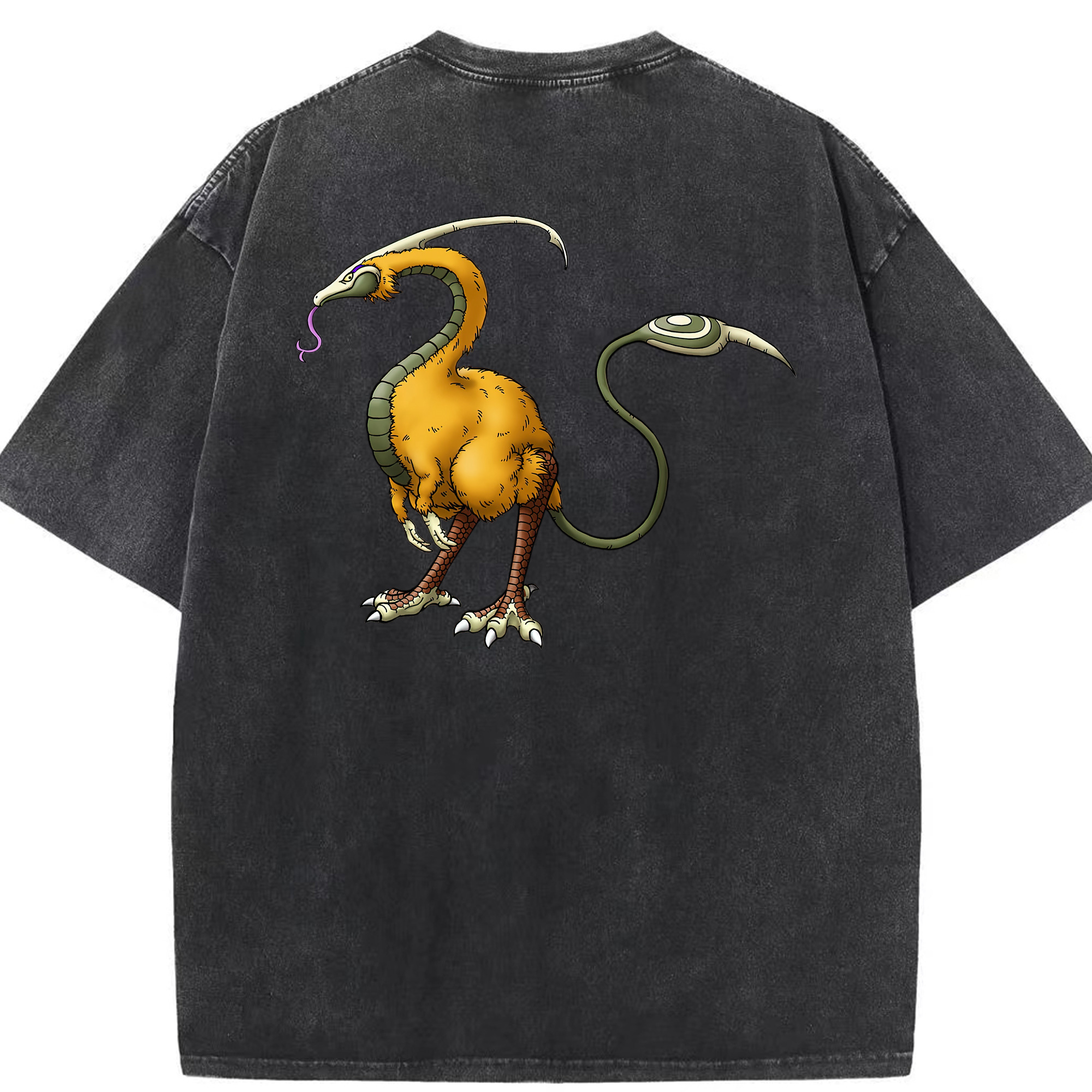 （画像用） ドラゴンクエスト Doragon Kuesuto Dragon Quest 綿100% ヴィンテージ風 半袖Tシャツ（背面プリント）
