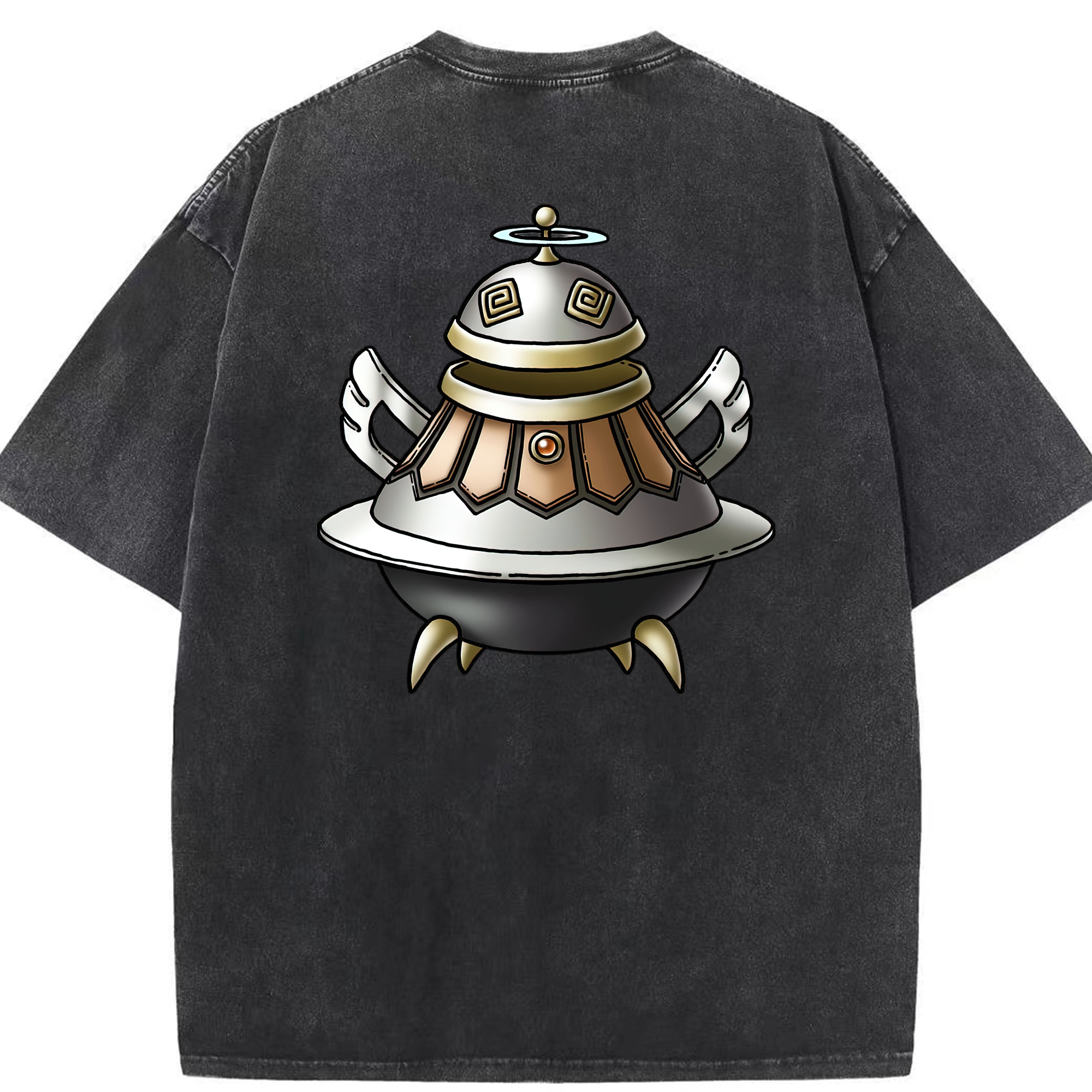 （画像用） ドラゴンクエスト Doragon Kuesuto Dragon Quest 綿100% ヴィンテージ風 半袖Tシャツ（背面プリント）