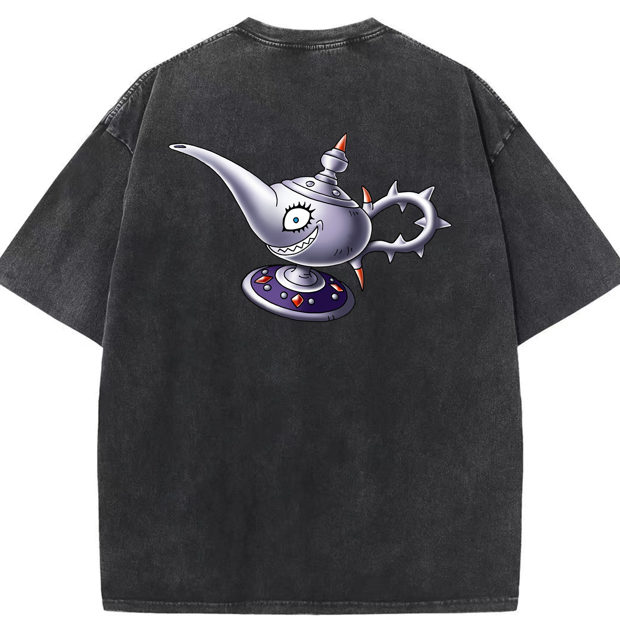 （画像用） ドラゴンクエスト Doragon Kuesuto Dragon Quest 綿100% ヴィンテージ風 半袖Tシャツ（背面プリント）