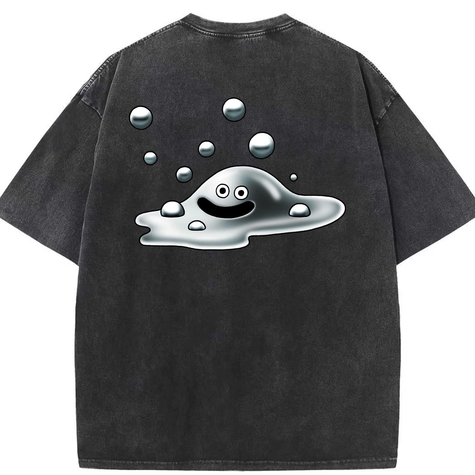 （画像用） ドラゴンクエスト Doragon Kuesuto Dragon Quest 綿100% ヴィンテージ風 半袖Tシャツ（背面プリント）