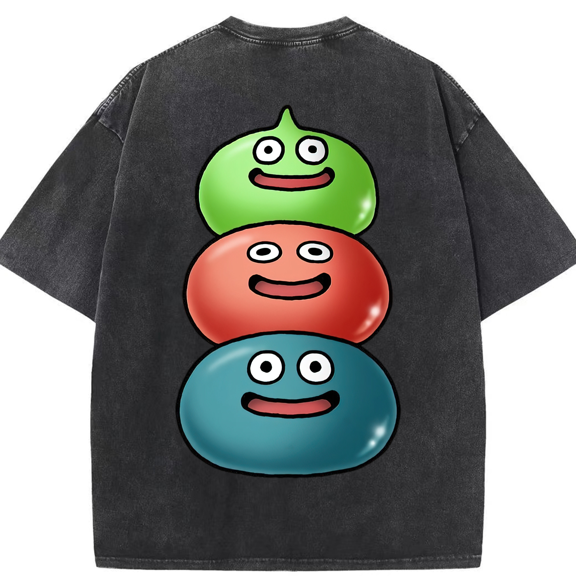 （画像用） ドラゴンクエスト Doragon Kuesuto Dragon Quest 綿100% ヴィンテージ風 半袖Tシャツ（背面プリント）