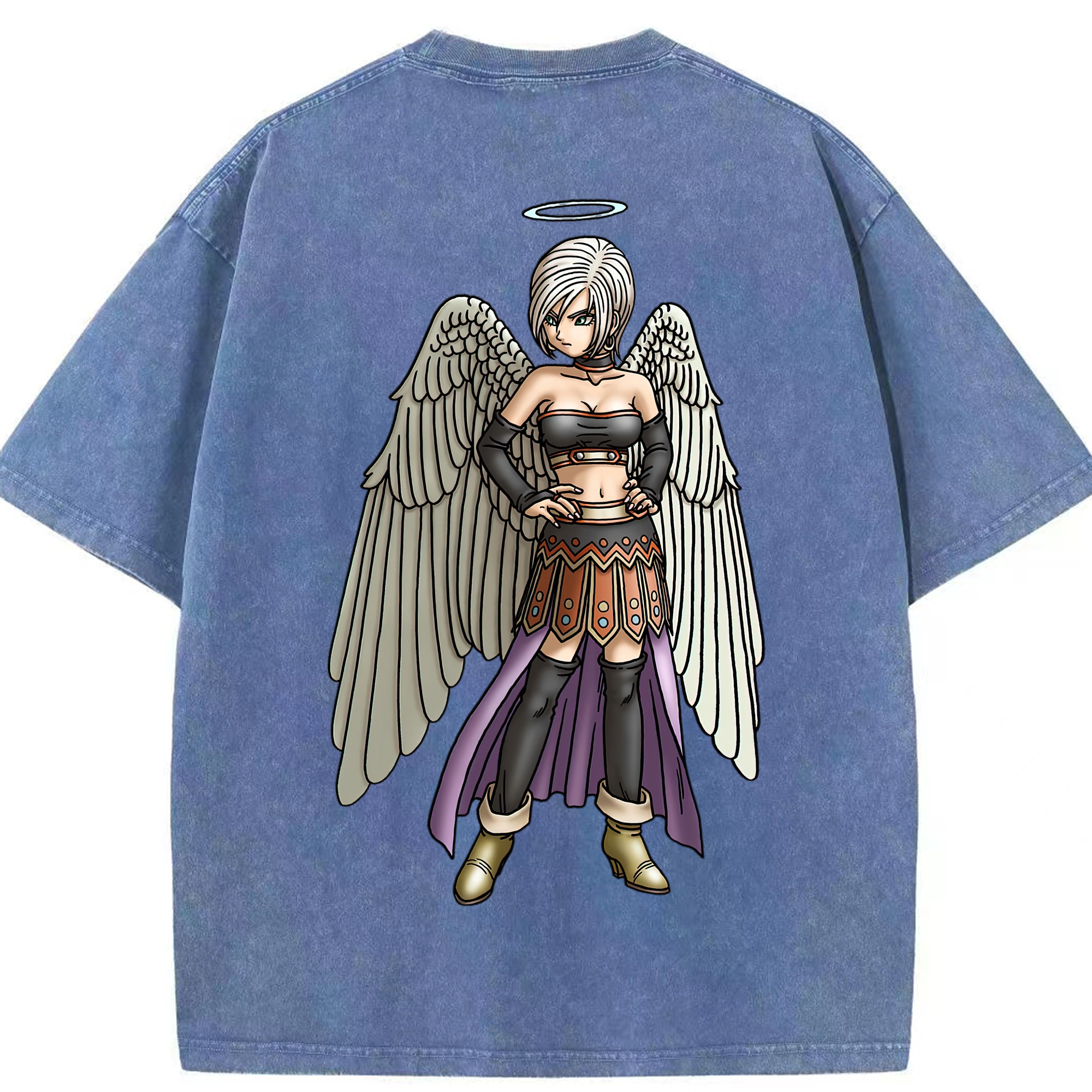 （画像用） ドラゴンクエスト Doragon Kuesuto Dragon Quest 綿100% ヴィンテージ風 半袖Tシャツ（背面プリント）