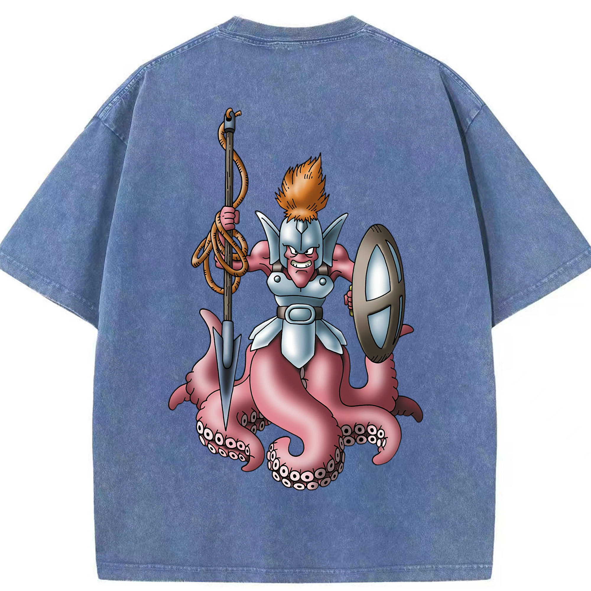 （画像用） ドラゴンクエスト Doragon Kuesuto Dragon Quest 綿100% ヴィンテージ風 半袖Tシャツ（背面プリント）