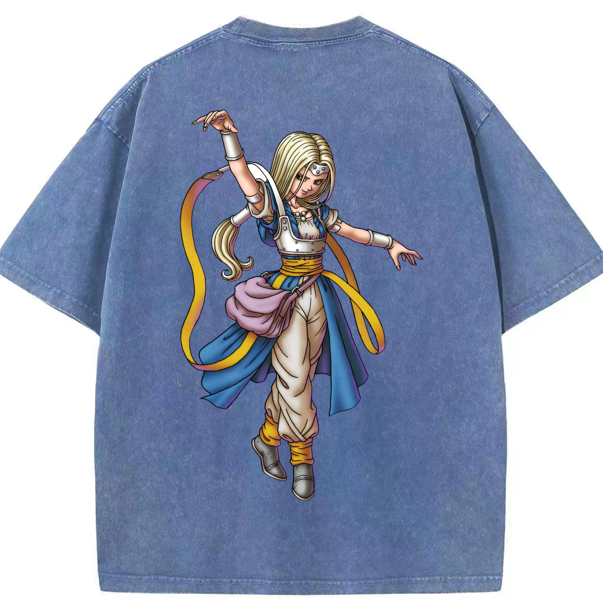 （画像用） ドラゴンクエスト Doragon Kuesuto Dragon Quest 綿100% ヴィンテージ風 半袖Tシャツ（背面プリント）