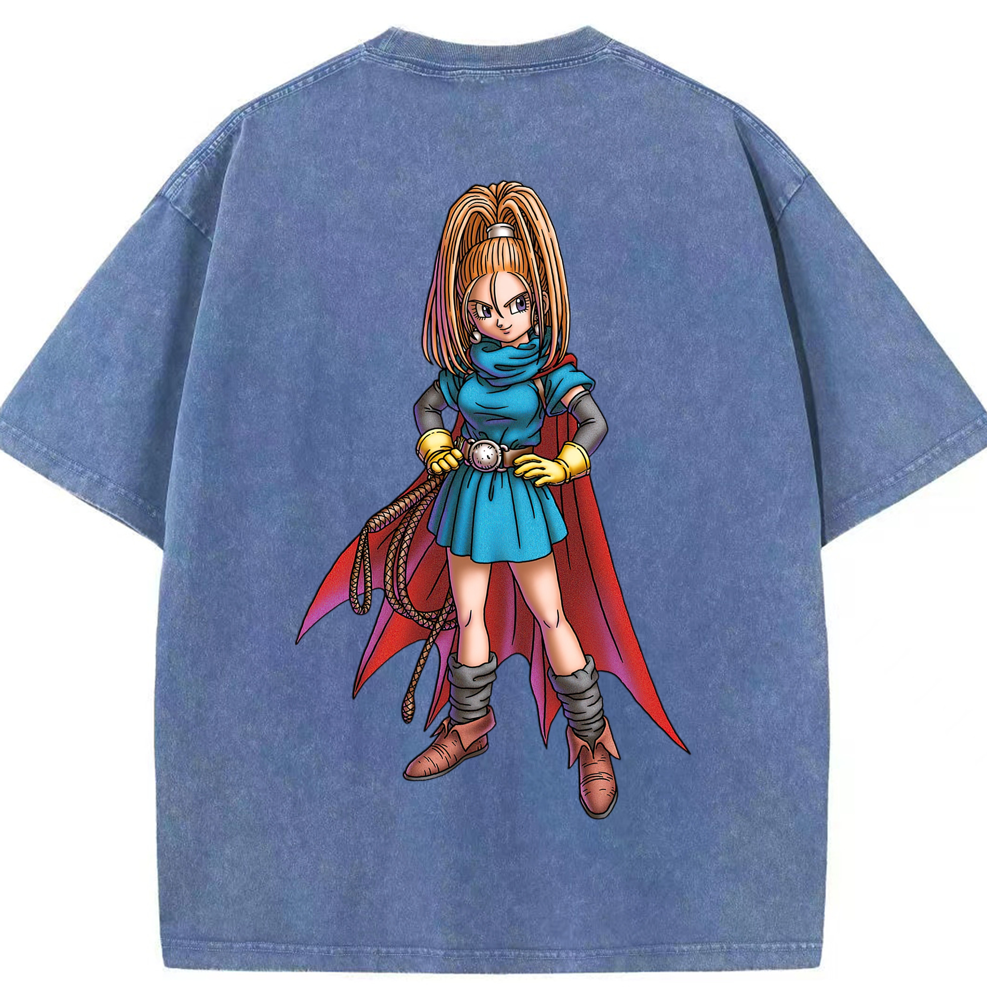 （画像用） ドラゴンクエスト Doragon Kuesuto Dragon Quest 綿100% ヴィンテージ風 半袖Tシャツ（背面プリント）