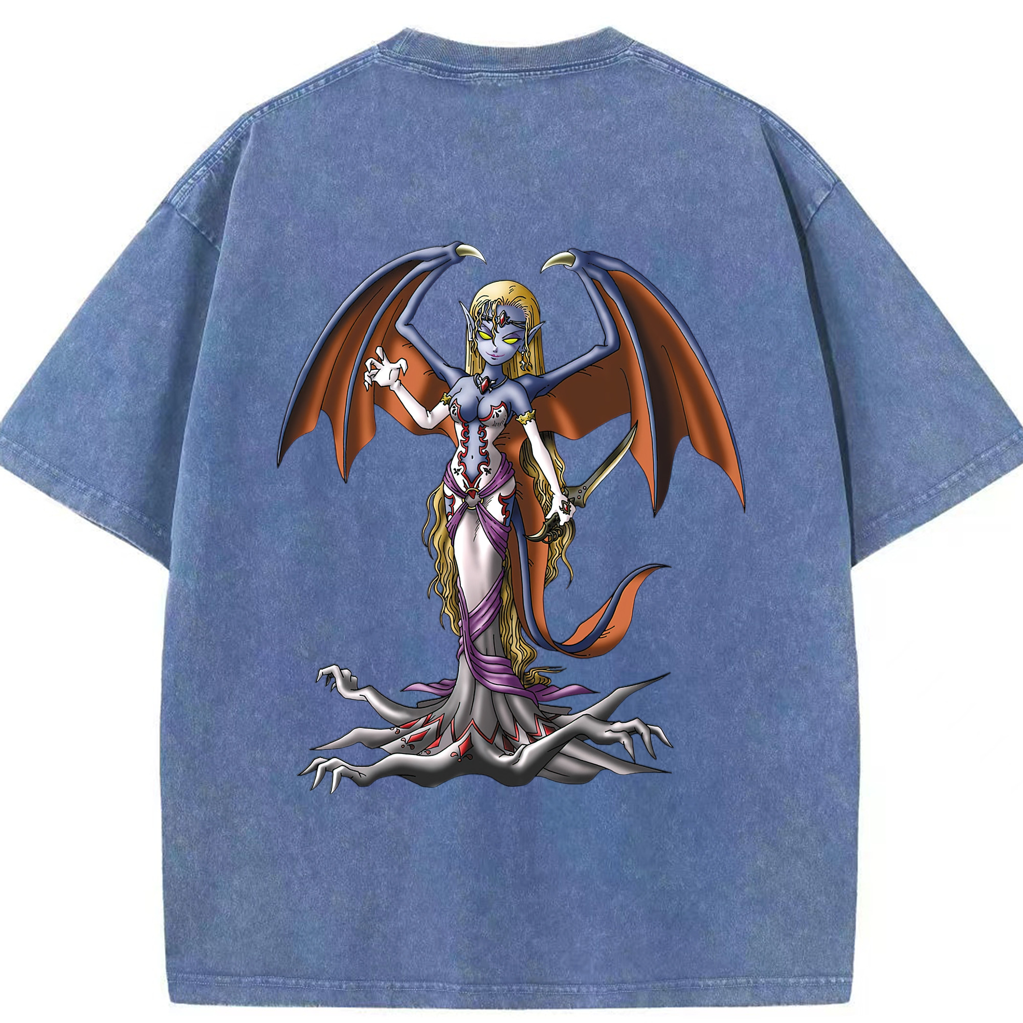 （画像用） ドラゴンクエスト Doragon Kuesuto Dragon Quest 綿100% ヴィンテージ風 半袖Tシャツ（背面プリント）