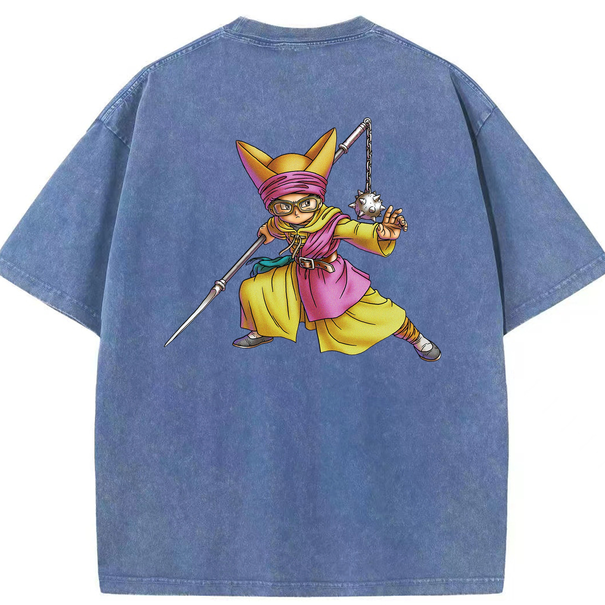 （画像用） ドラゴンクエスト Doragon Kuesuto Dragon Quest 綿100% ヴィンテージ風 半袖Tシャツ（背面プリント）