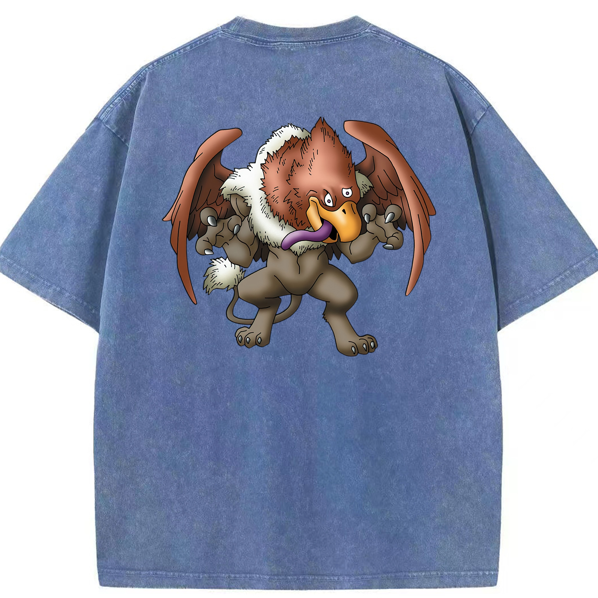 （画像用） ドラゴンクエスト Doragon Kuesuto Dragon Quest 綿100% ヴィンテージ風 半袖Tシャツ（背面プリント）