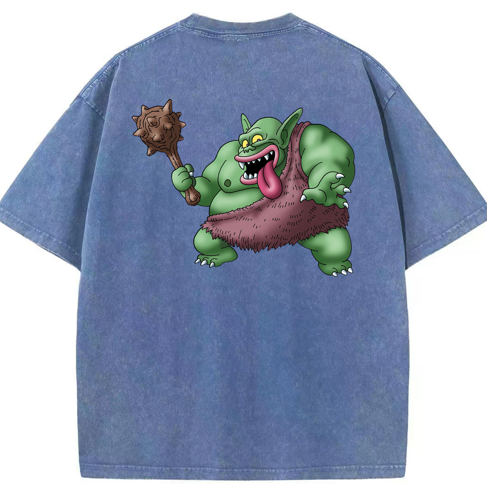 （画像用） ドラゴンクエスト Doragon Kuesuto Dragon Quest 綿100% ヴィンテージ風 半袖Tシャツ（背面プリント）