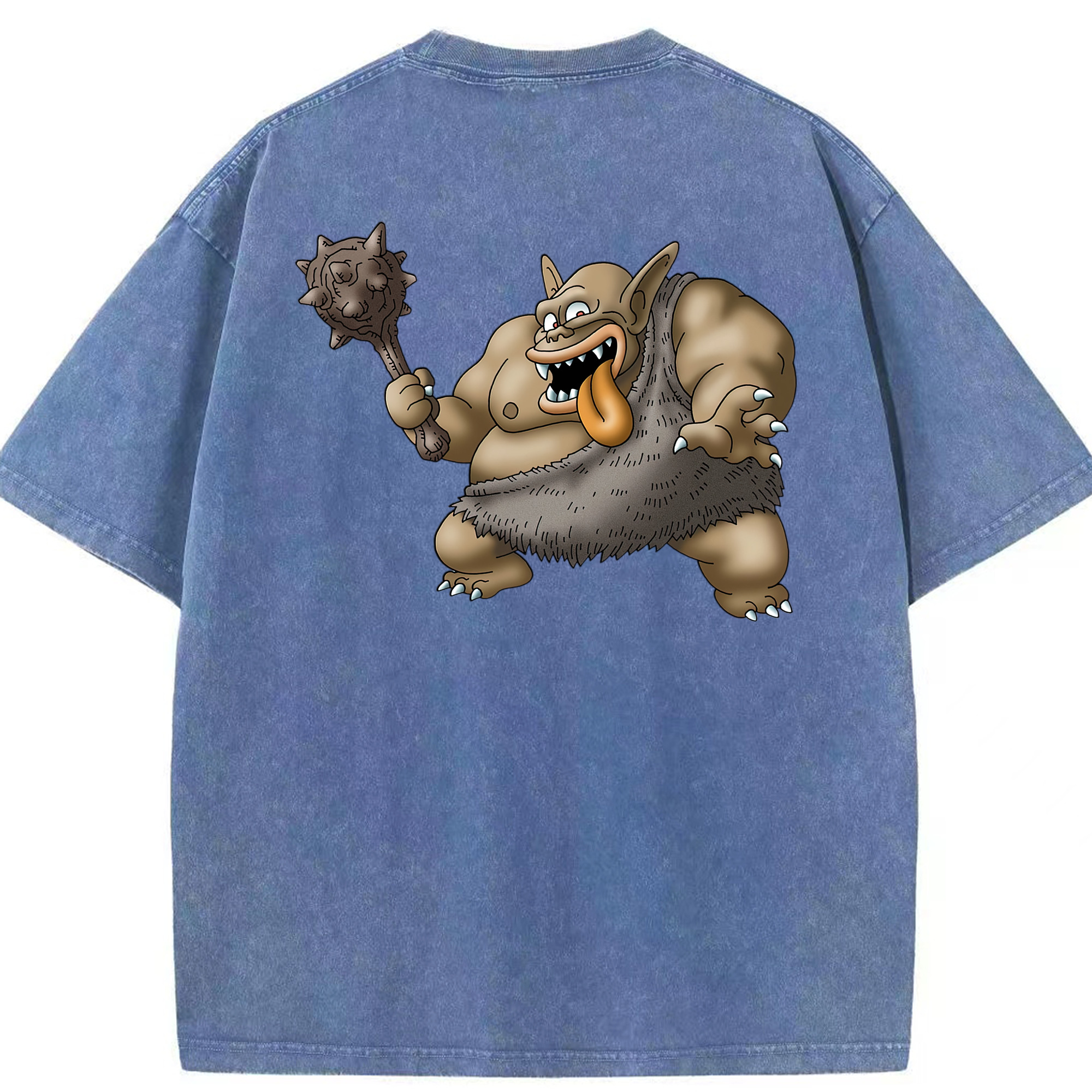 （画像用） ドラゴンクエスト Doragon Kuesuto Dragon Quest 綿100% ヴィンテージ風 半袖Tシャツ（背面プリント）