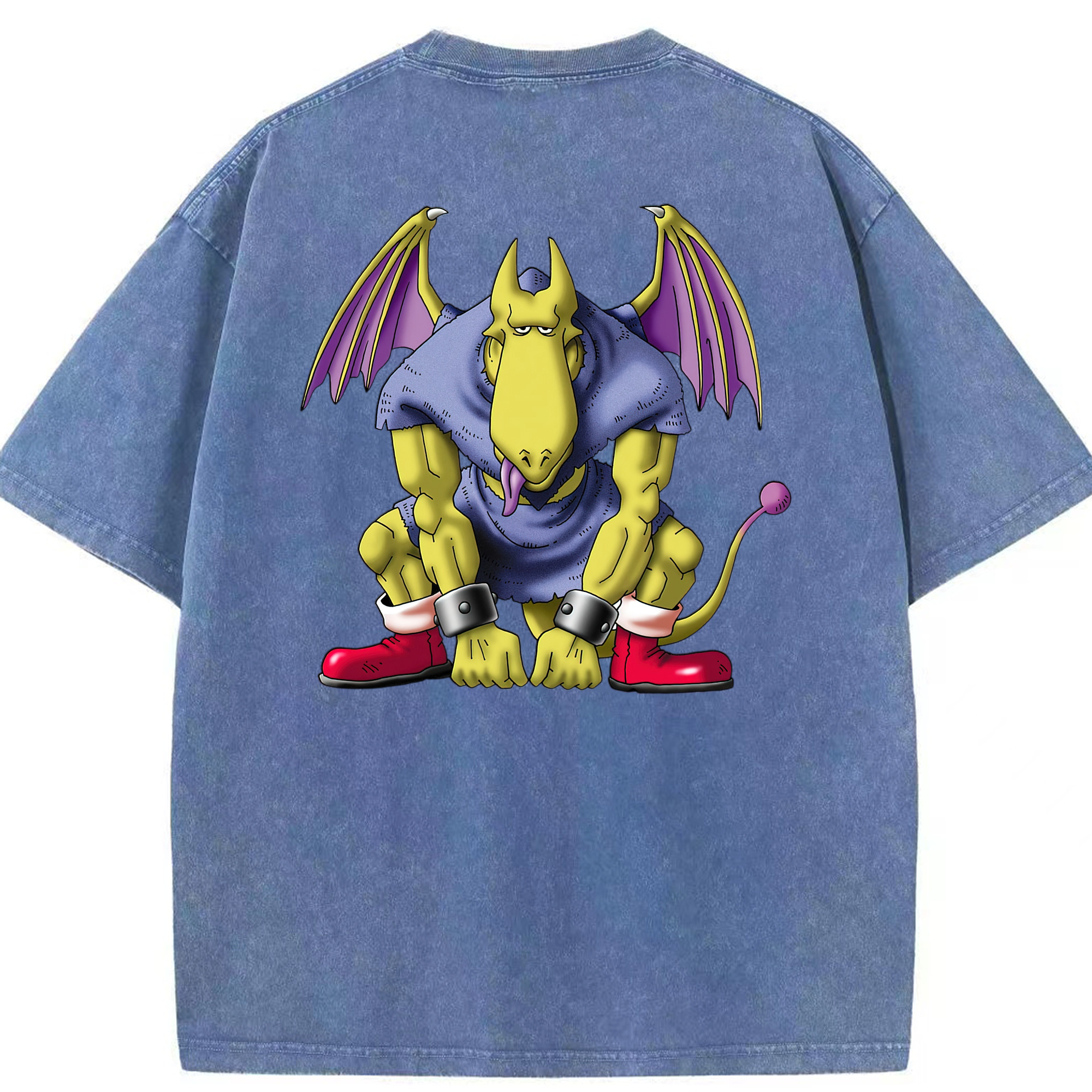 （画像用） ドラゴンクエスト Doragon Kuesuto Dragon Quest 綿100% ヴィンテージ風 半袖Tシャツ（背面プリント）