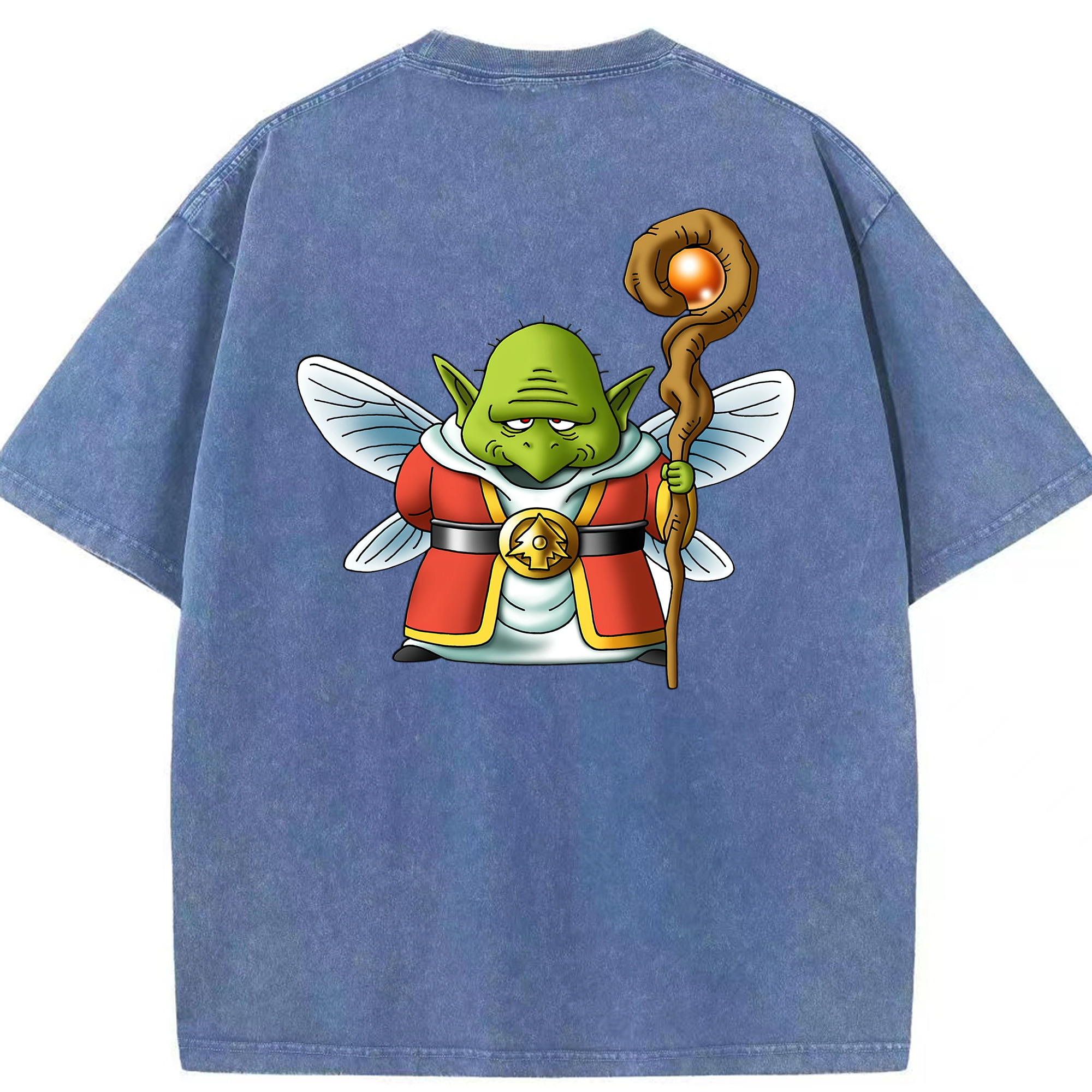 （画像用） ドラゴンクエスト Doragon Kuesuto Dragon Quest 綿100% ヴィンテージ風 半袖Tシャツ（背面プリント）