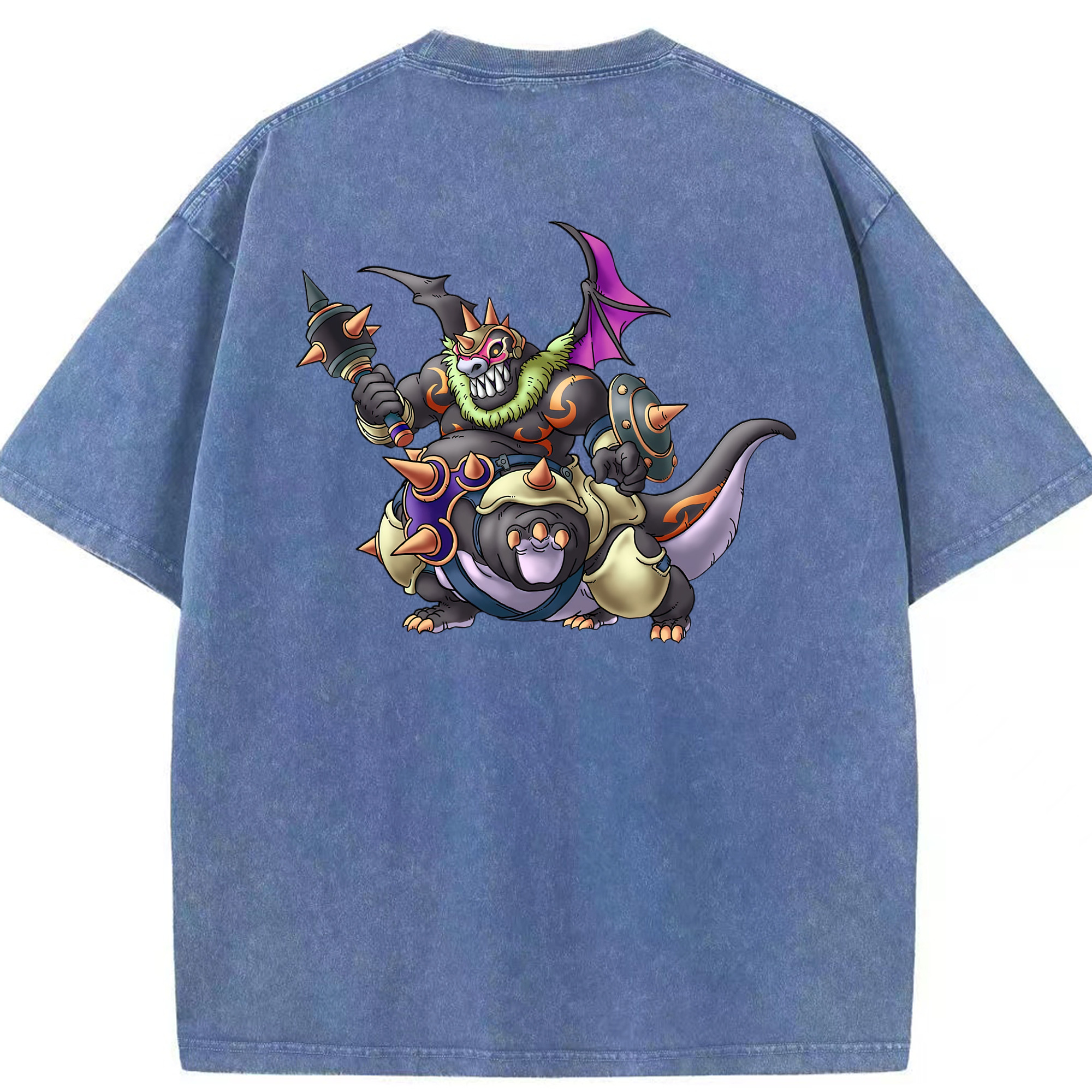 （画像用） ドラゴンクエスト Doragon Kuesuto Dragon Quest 綿100% ヴィンテージ風 半袖Tシャツ（背面プリント）