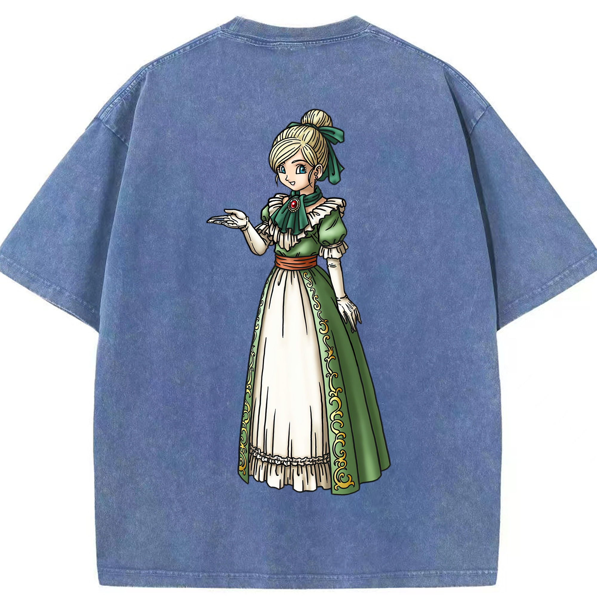 （画像用） ドラゴンクエスト Doragon Kuesuto Dragon Quest 綿100% ヴィンテージ風 半袖Tシャツ（背面プリント）
