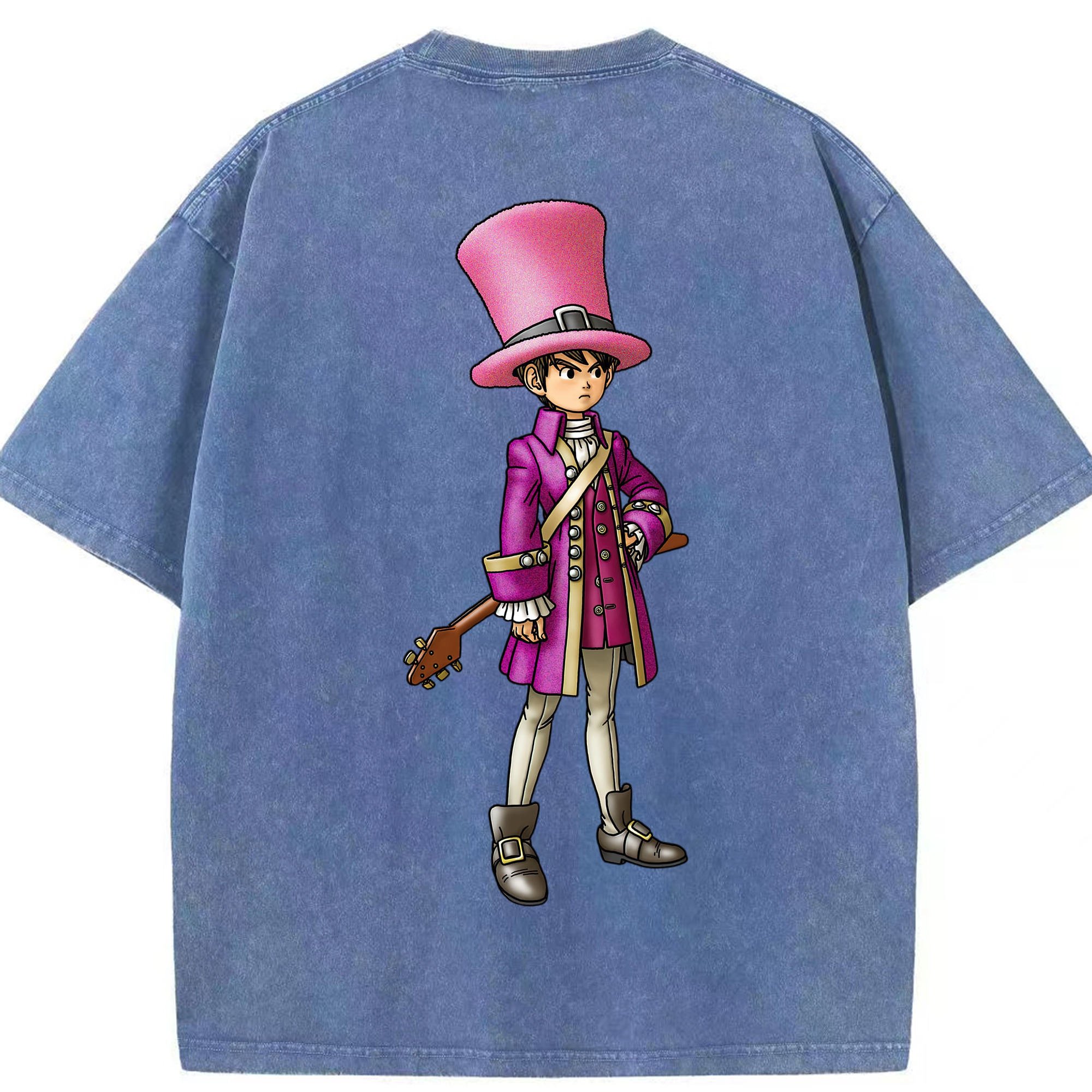 （画像用） ドラゴンクエスト Doragon Kuesuto Dragon Quest 綿100% ヴィンテージ風 半袖Tシャツ（背面プリント）