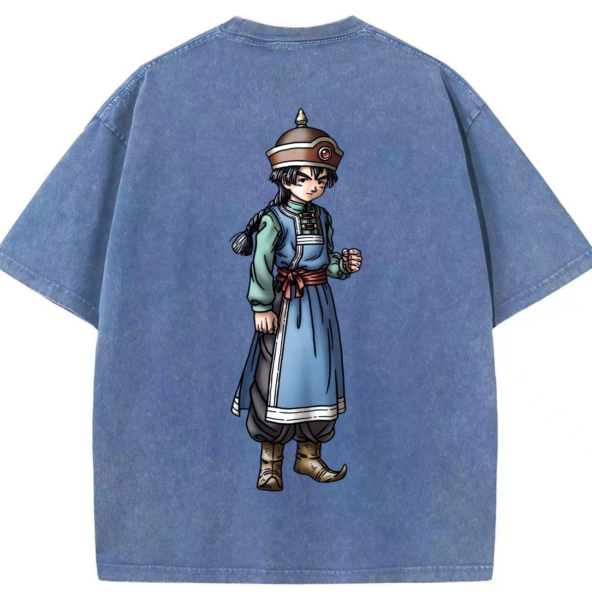 （画像用） ドラゴンクエスト Doragon Kuesuto Dragon Quest 綿100% ヴィンテージ風 半袖Tシャツ（背面プリント）