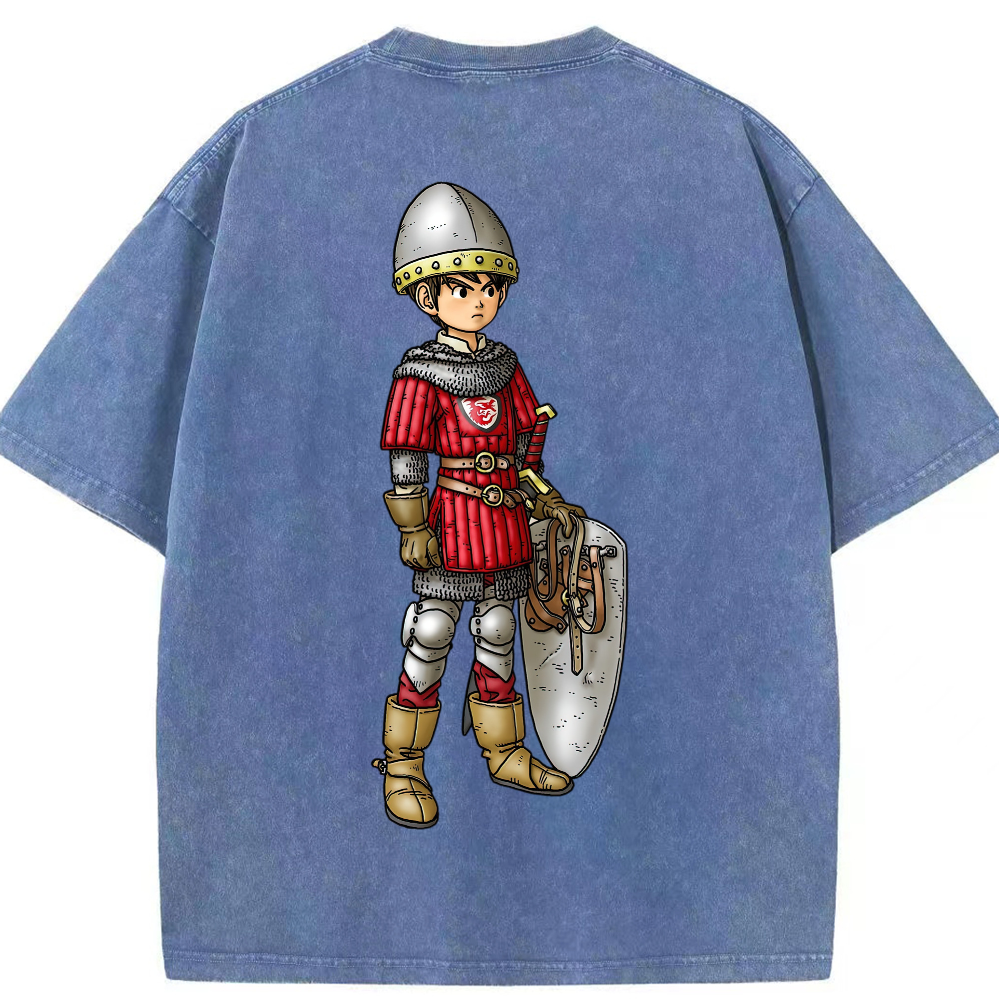 （画像用） ドラゴンクエスト Doragon Kuesuto Dragon Quest 綿100% ヴィンテージ風 半袖Tシャツ（背面プリント）