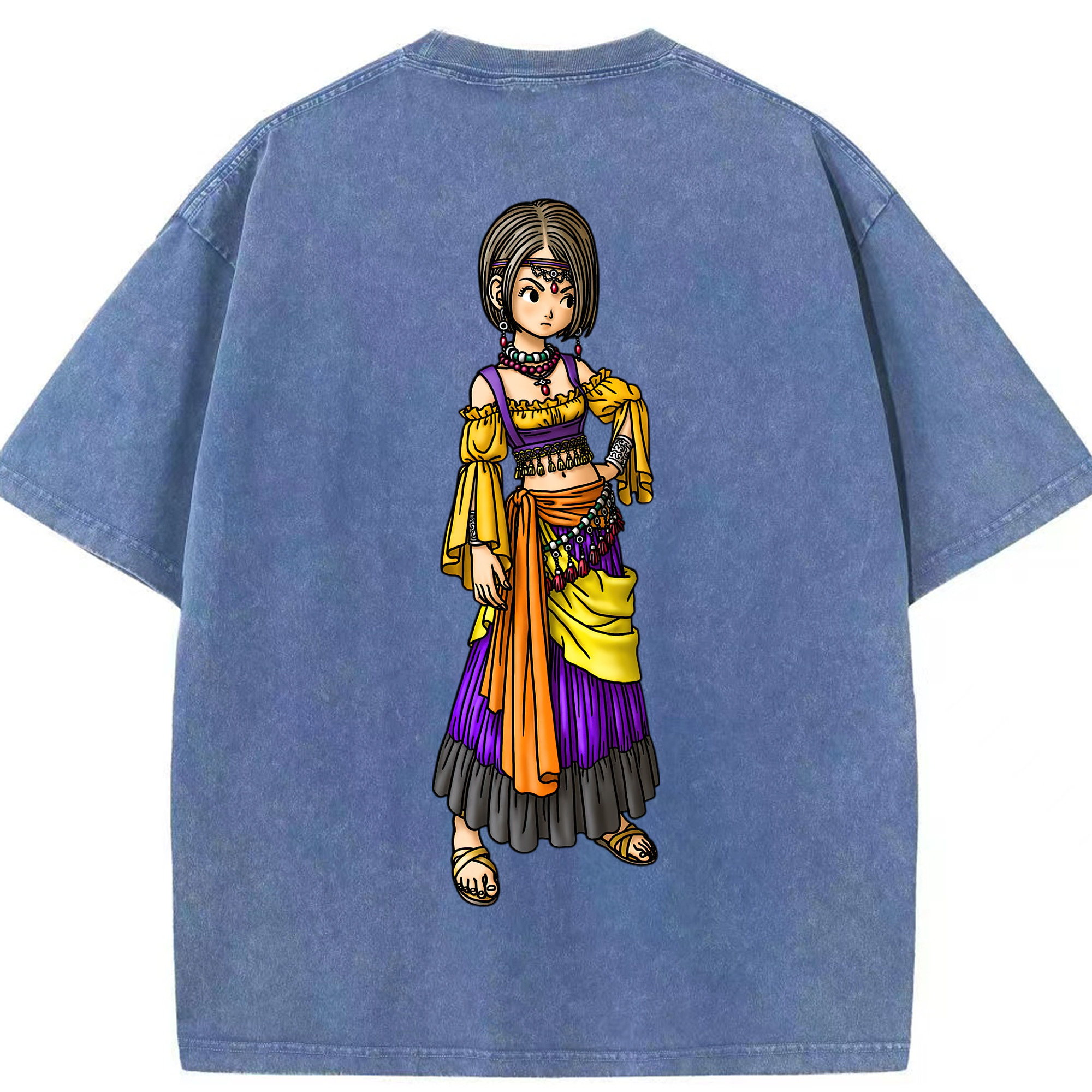 （画像用） ドラゴンクエスト Doragon Kuesuto Dragon Quest 綿100% ヴィンテージ風 半袖Tシャツ（背面プリント）