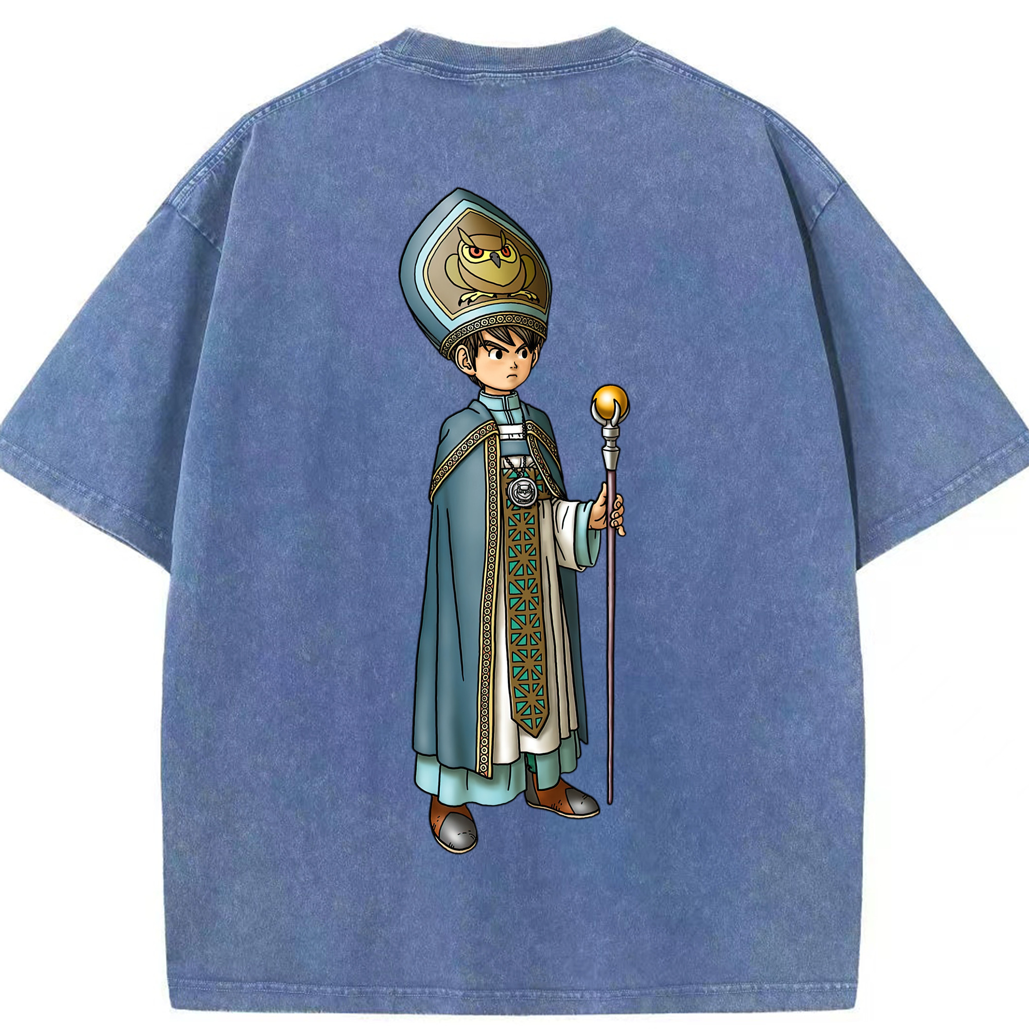 （画像用） ドラゴンクエスト Doragon Kuesuto Dragon Quest 綿100% ヴィンテージ風 半袖Tシャツ（背面プリント）