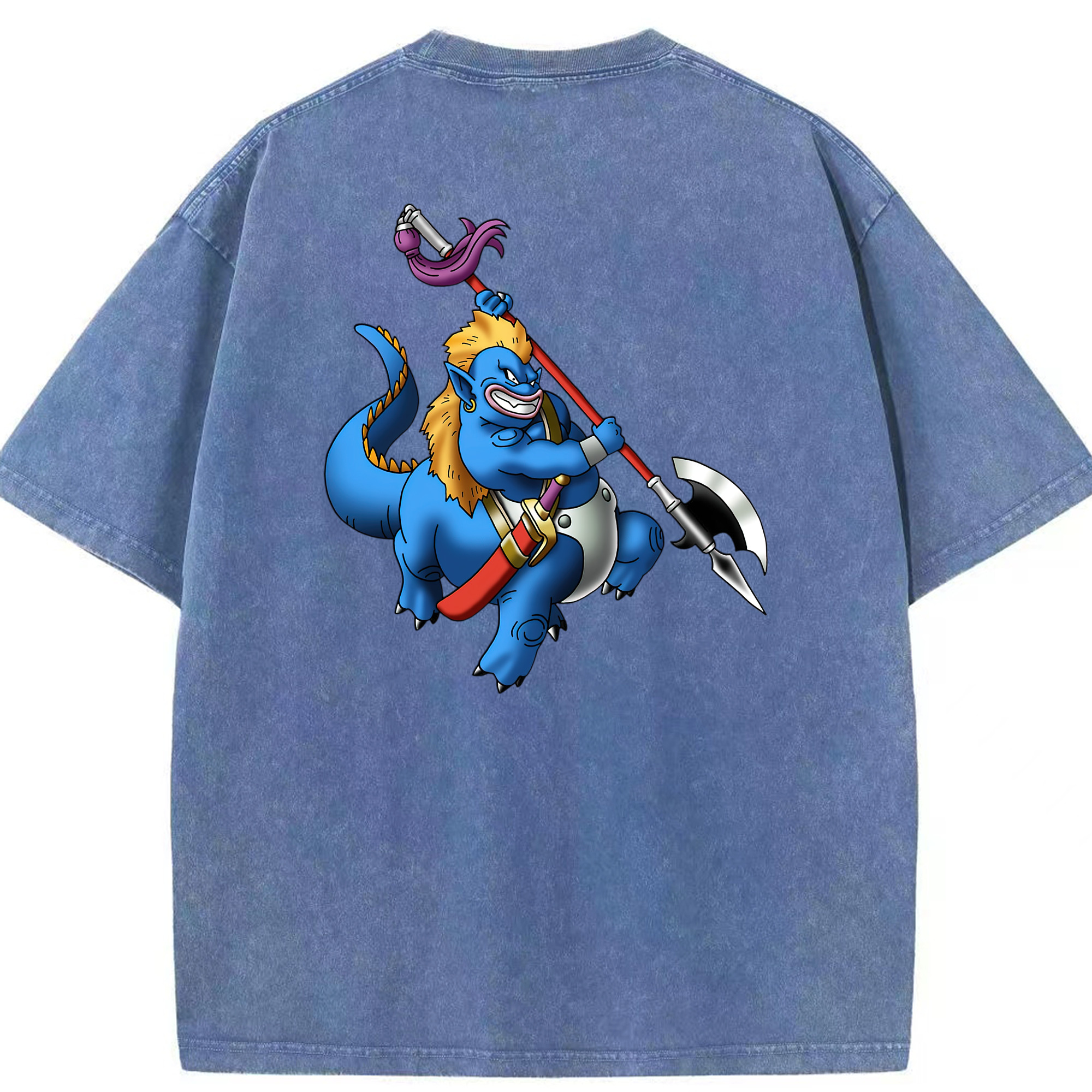 （画像用） ドラゴンクエスト Doragon Kuesuto Dragon Quest 綿100% ヴィンテージ風 半袖Tシャツ（背面プリント）