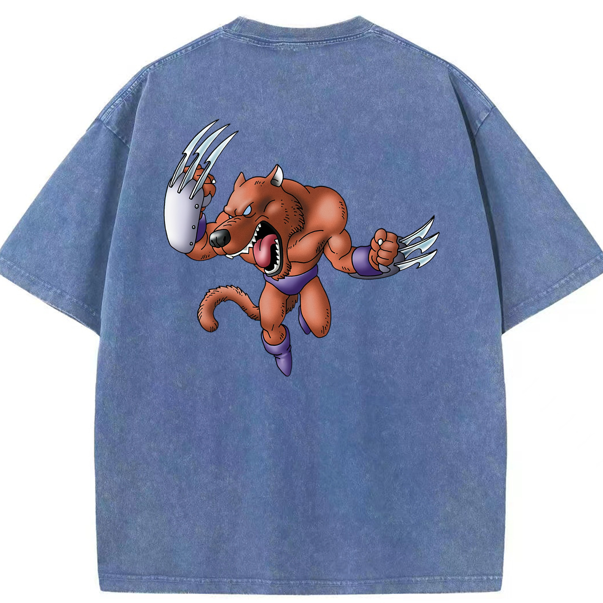 （画像用） ドラゴンクエスト Doragon Kuesuto Dragon Quest 綿100% ヴィンテージ風 半袖Tシャツ（背面プリント）