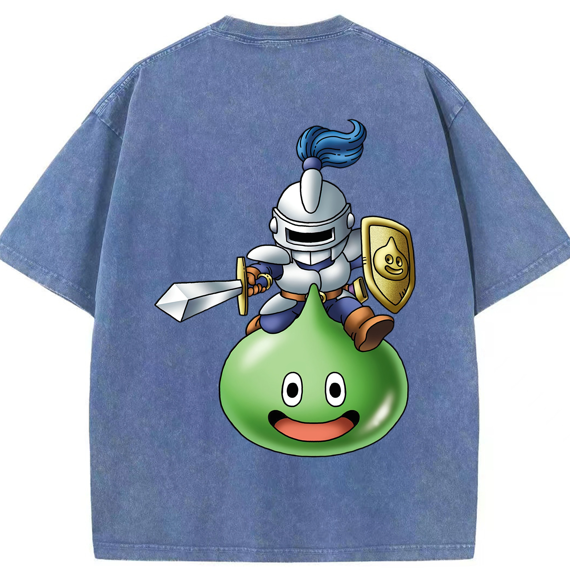 （画像用） ドラゴンクエスト Doragon Kuesuto Dragon Quest 綿100% ヴィンテージ風 半袖Tシャツ（背面プリント）