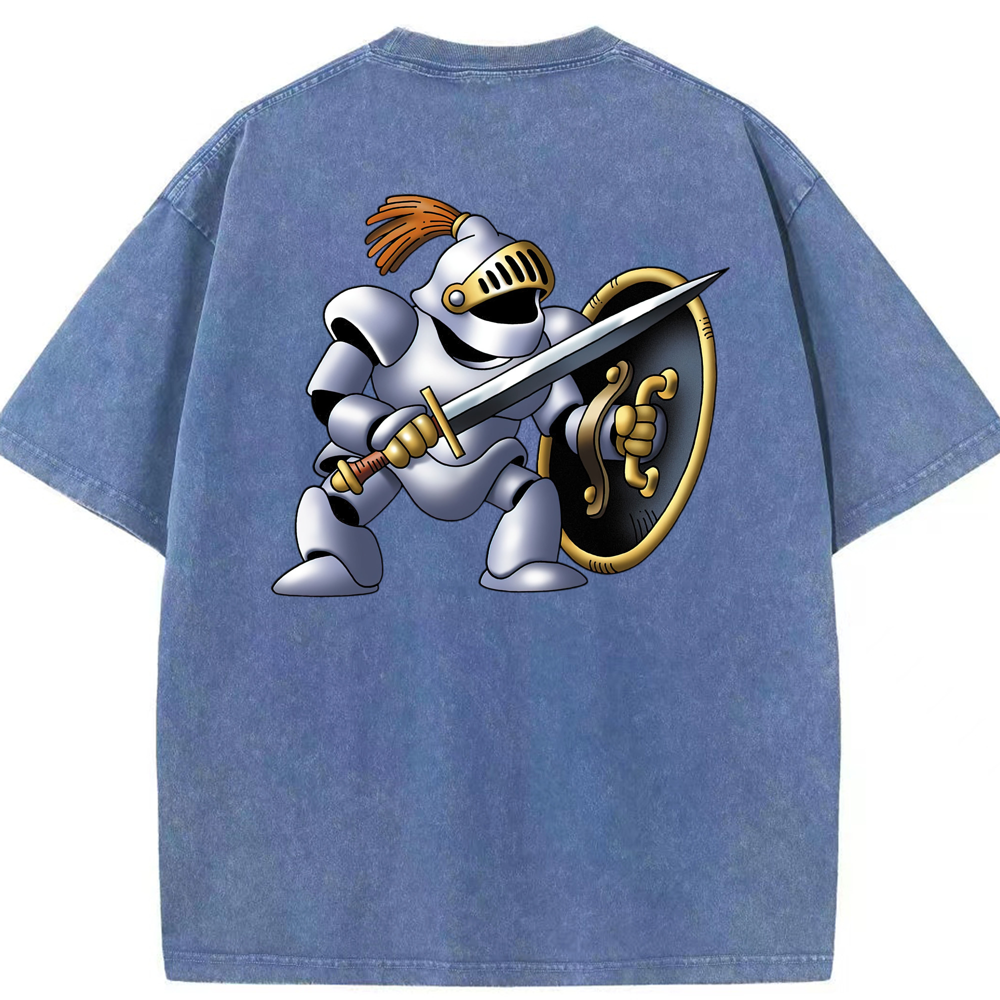（画像用） ドラゴンクエスト Doragon Kuesuto Dragon Quest 綿100% ヴィンテージ風 半袖Tシャツ（背面プリント）