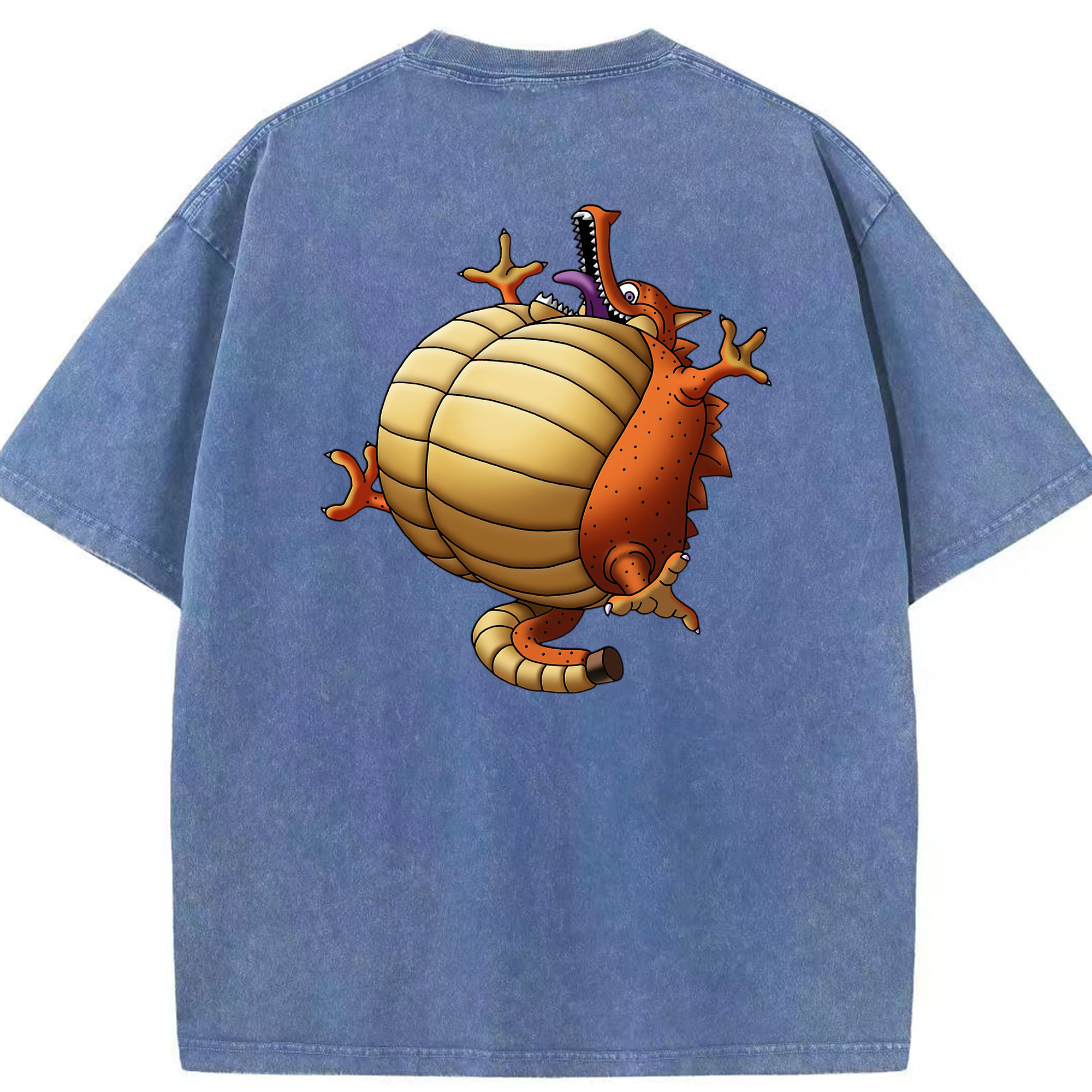（画像用） ドラゴンクエスト Doragon Kuesuto Dragon Quest 綿100% ヴィンテージ風 半袖Tシャツ（背面プリント）