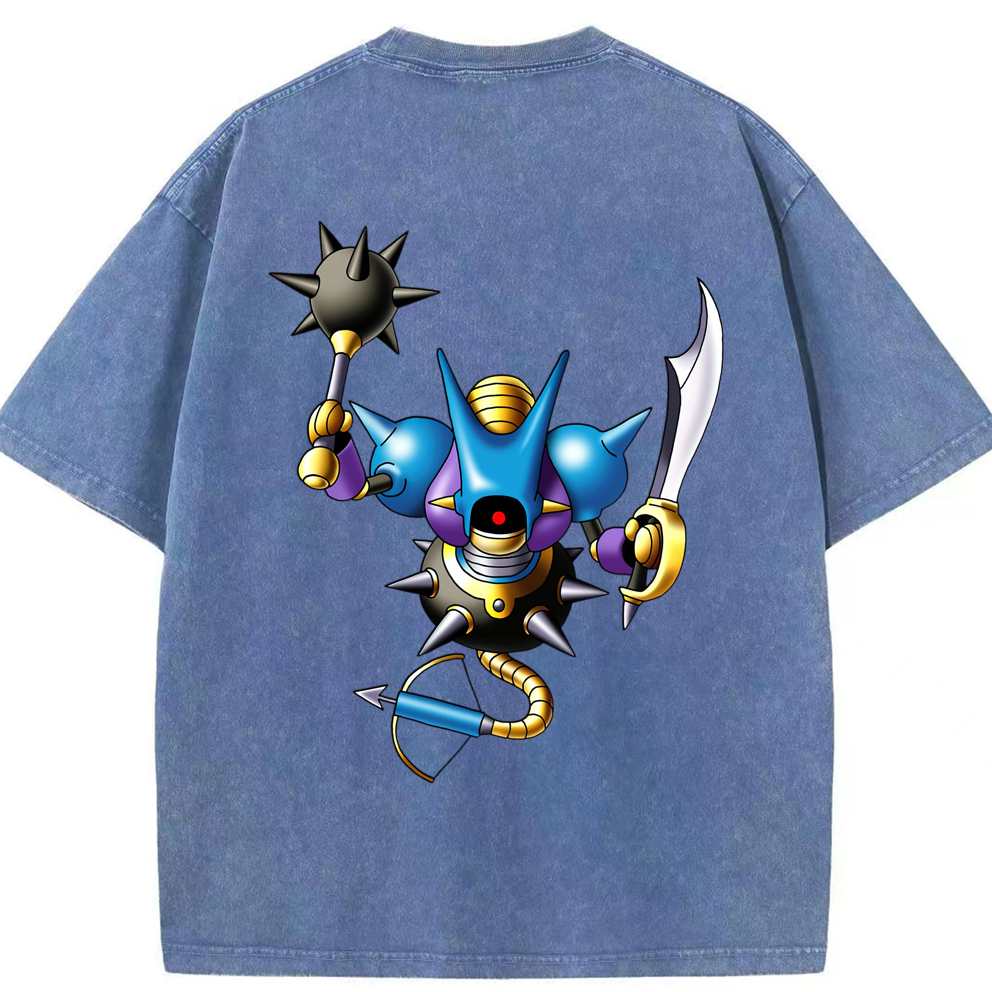 （画像用） ドラゴンクエスト Doragon Kuesuto Dragon Quest 綿100% ヴィンテージ風 半袖Tシャツ（背面プリント）