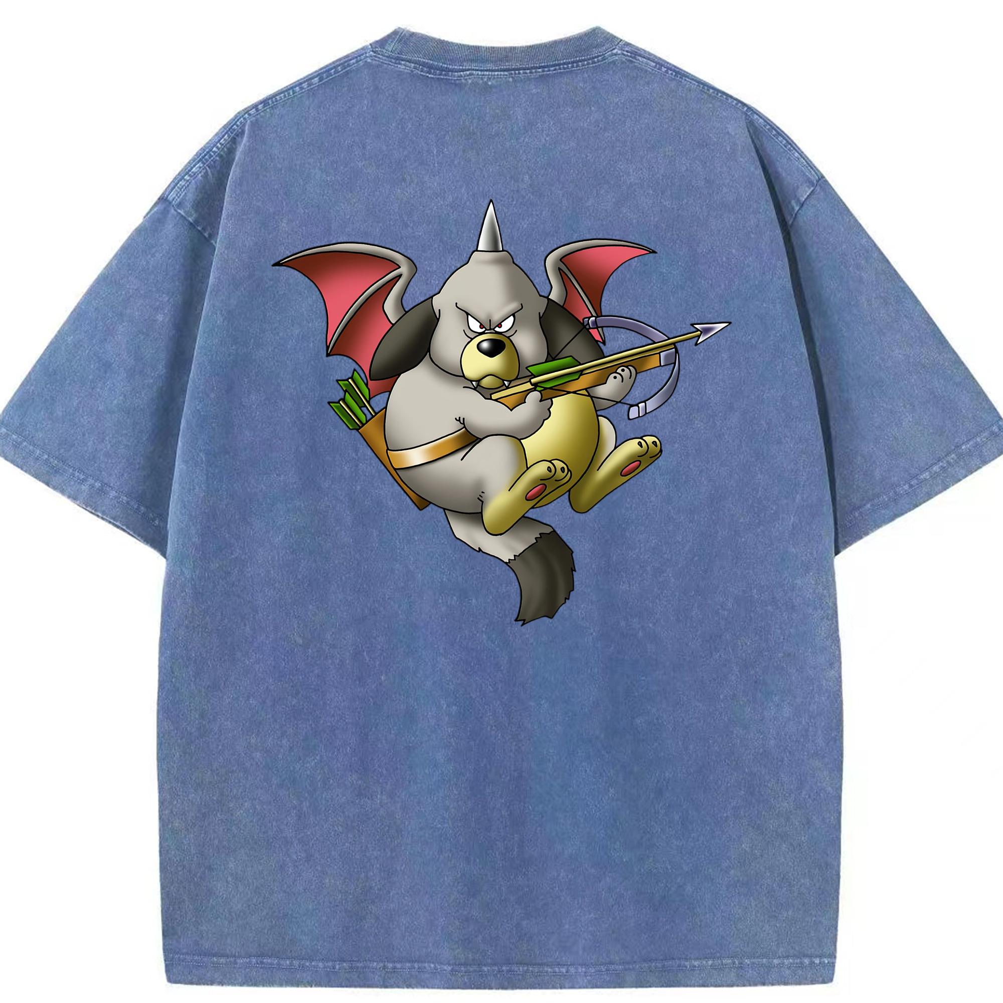 （画像用） ドラゴンクエスト Doragon Kuesuto Dragon Quest 綿100% ヴィンテージ風 半袖Tシャツ（背面プリント）