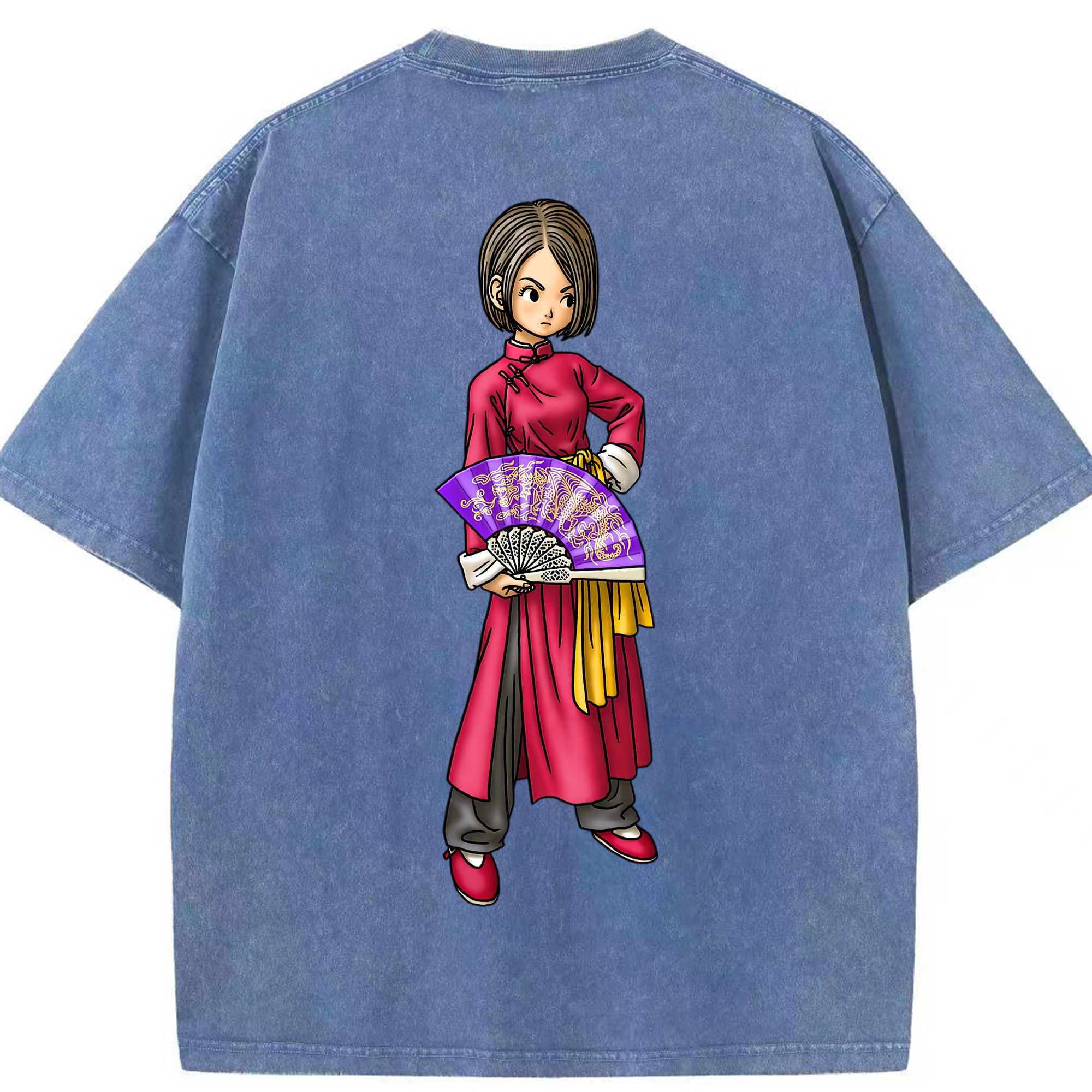 （画像用） ドラゴンクエスト Doragon Kuesuto Dragon Quest 綿100% ヴィンテージ風 半袖Tシャツ（背面プリント）