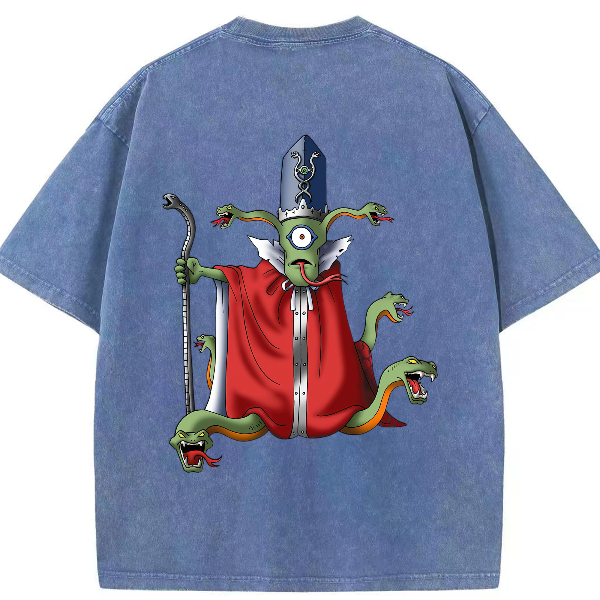 （画像用） ドラゴンクエスト Doragon Kuesuto Dragon Quest 綿100% ヴィンテージ風 半袖Tシャツ（背面プリント）