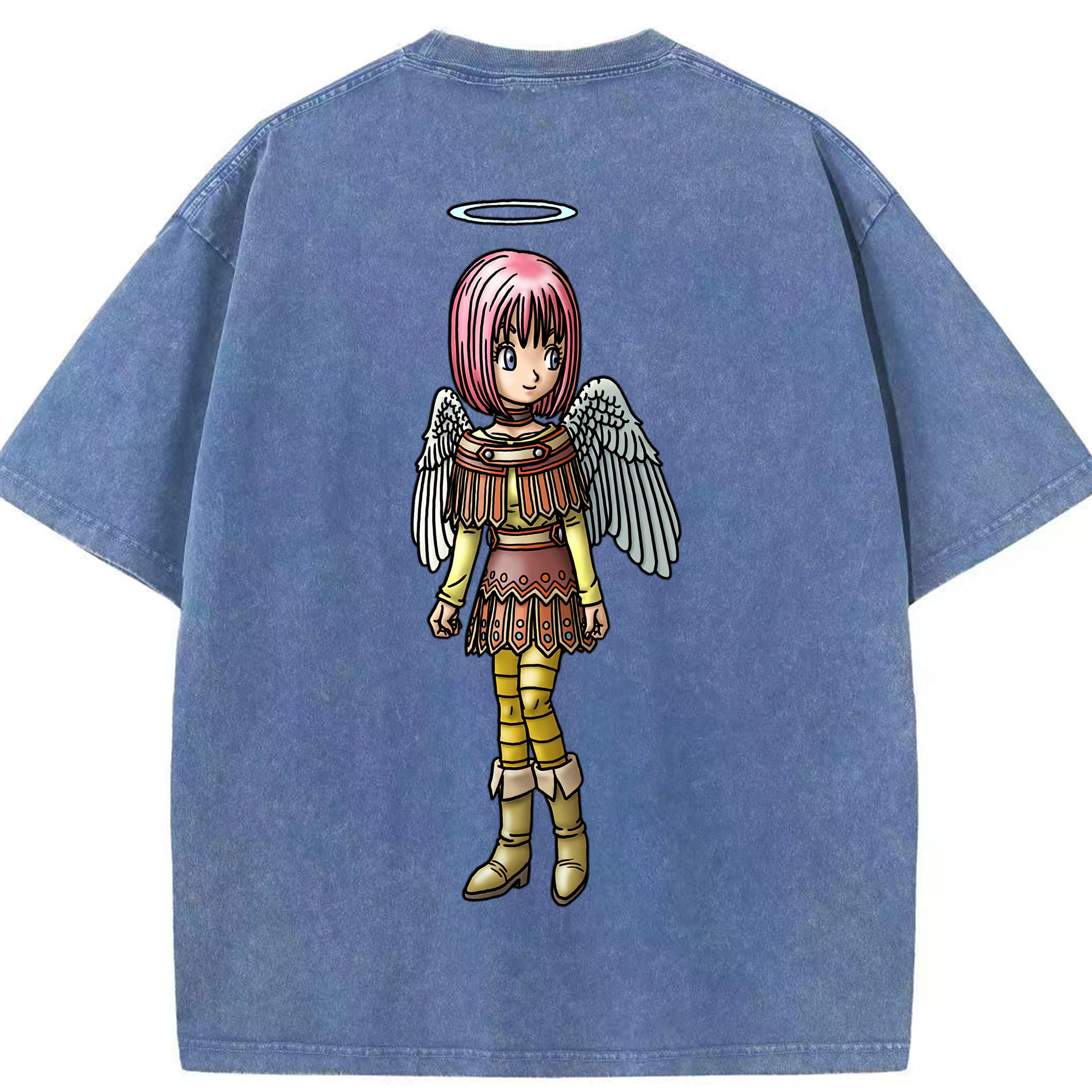 （画像用） ドラゴンクエスト Doragon Kuesuto Dragon Quest 綿100% ヴィンテージ風 半袖Tシャツ（背面プリント）