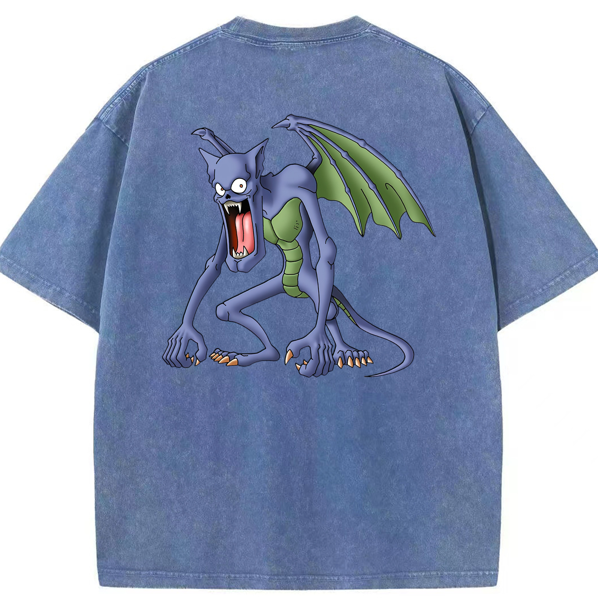 （画像用） ドラゴンクエスト Doragon Kuesuto Dragon Quest 綿100% ヴィンテージ風 半袖Tシャツ（背面プリント）