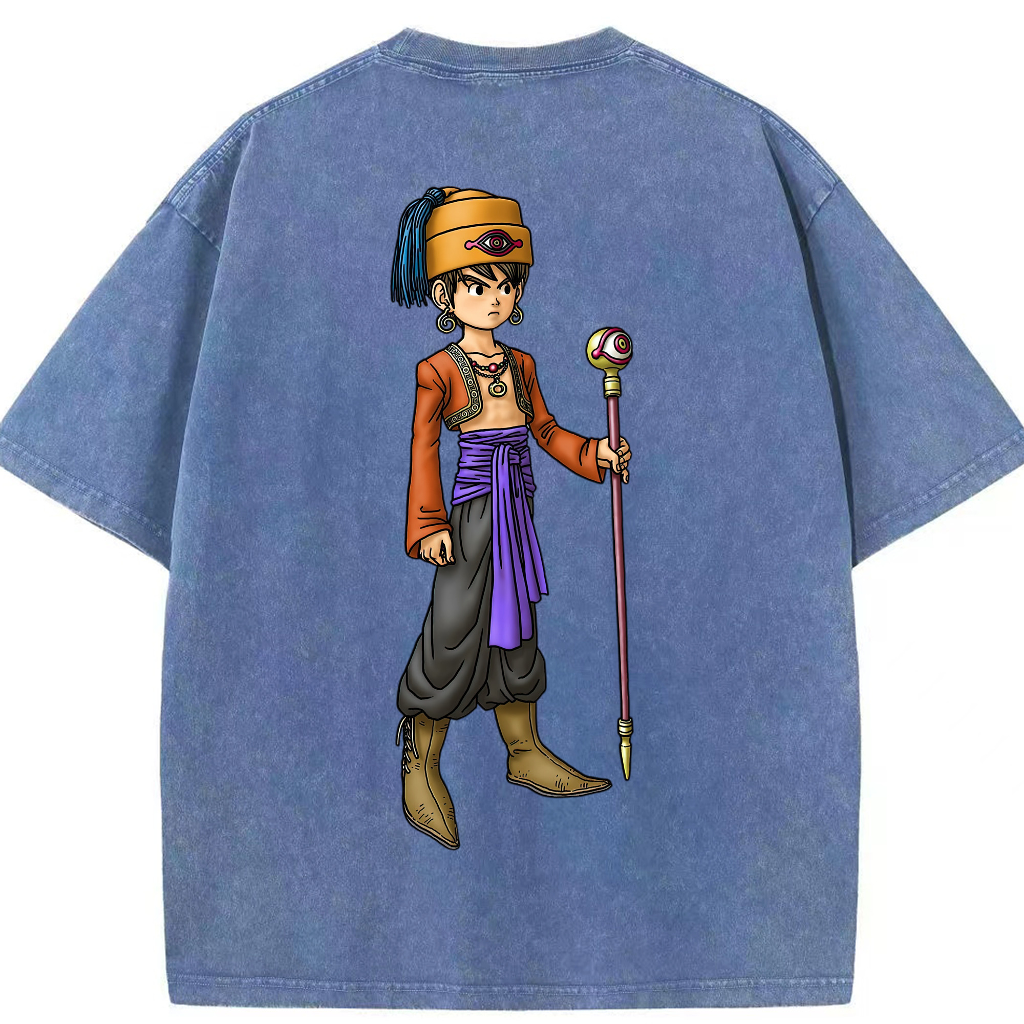 （画像用） ドラゴンクエスト Doragon Kuesuto Dragon Quest 綿100% ヴィンテージ風 半袖Tシャツ（背面プリント）